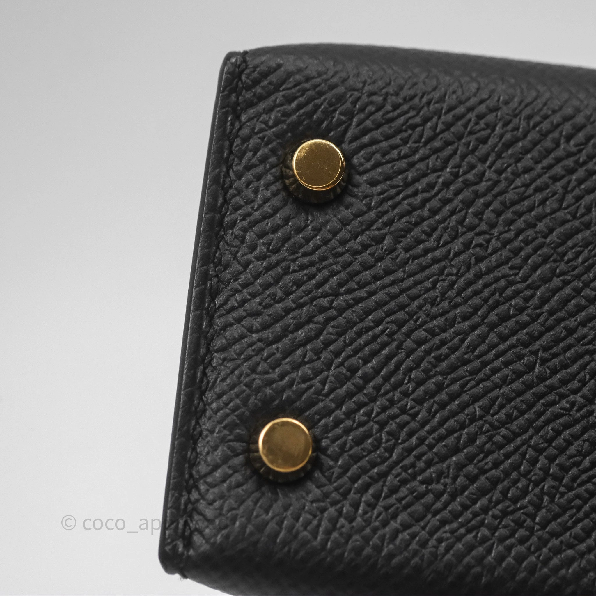 Herms Mini Kelly II Noir 89 Epsom Gold Hardware