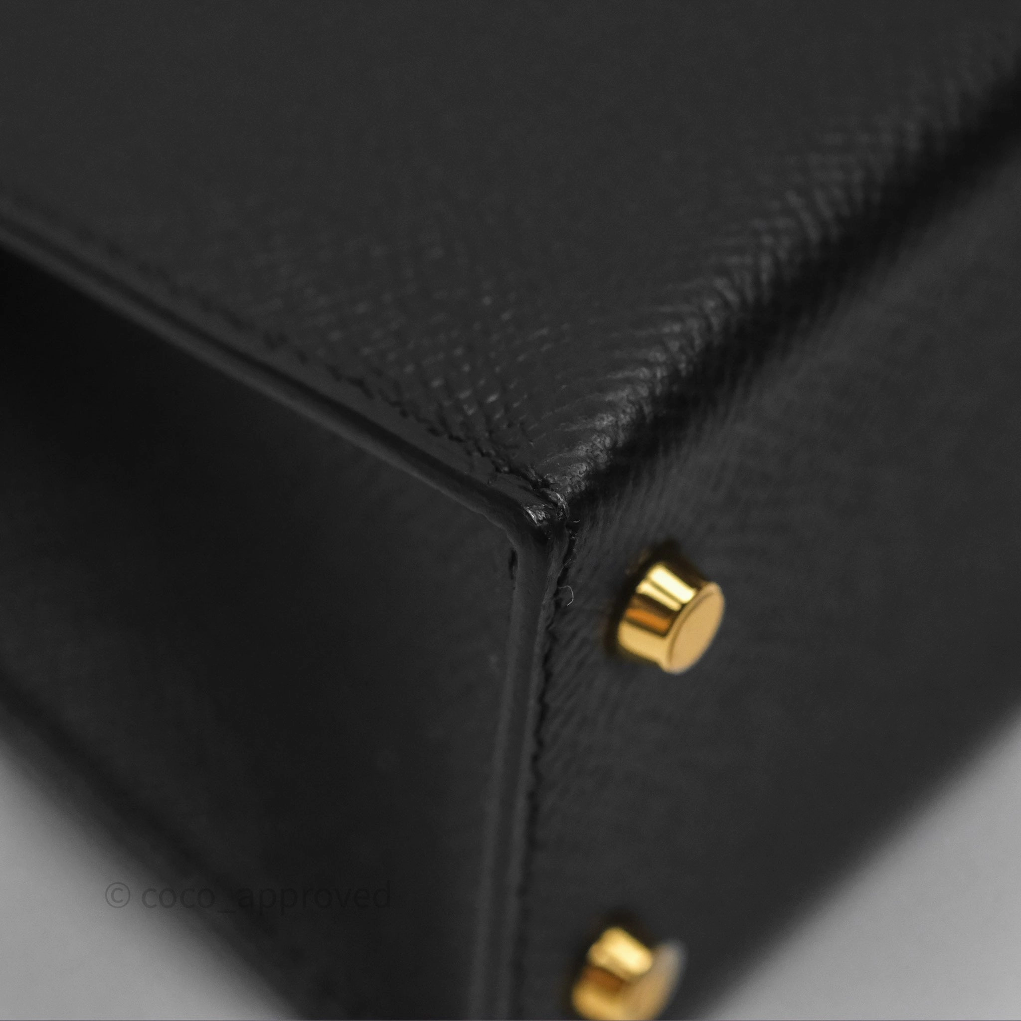 Herms Mini Kelly II Noir 89 Epsom Gold Hardware