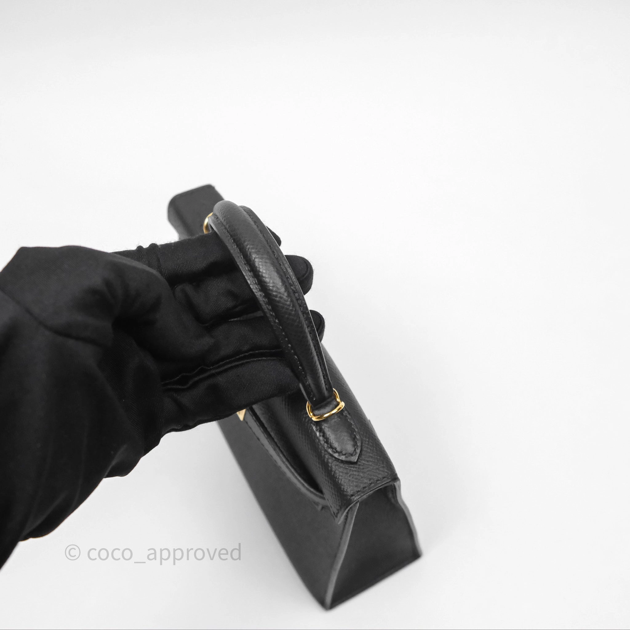 Herms Mini Kelly II Noir 89 Epsom Gold Hardware