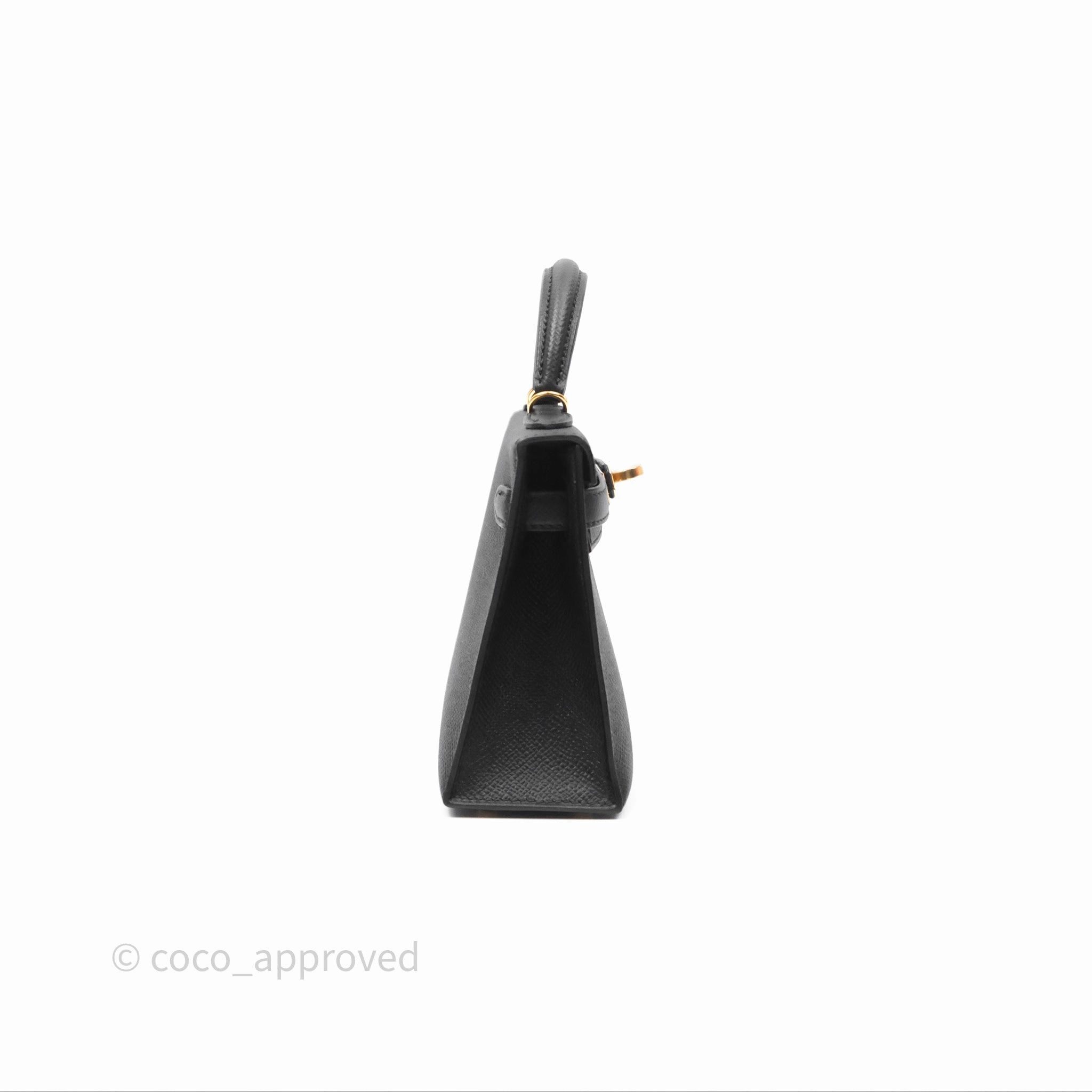Herms Mini Kelly II Noir 89 Epsom Gold Hardware