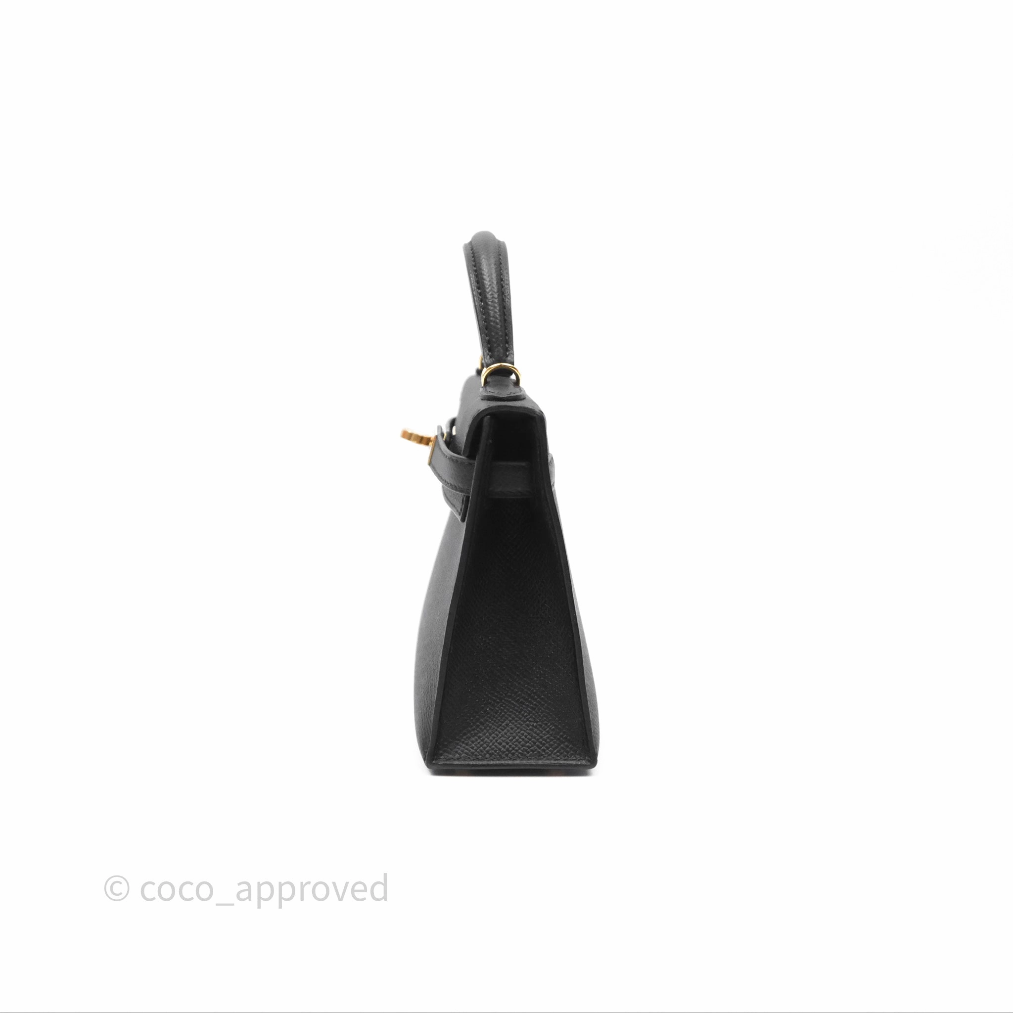 Herms Mini Kelly II Noir 89 Epsom Gold Hardware