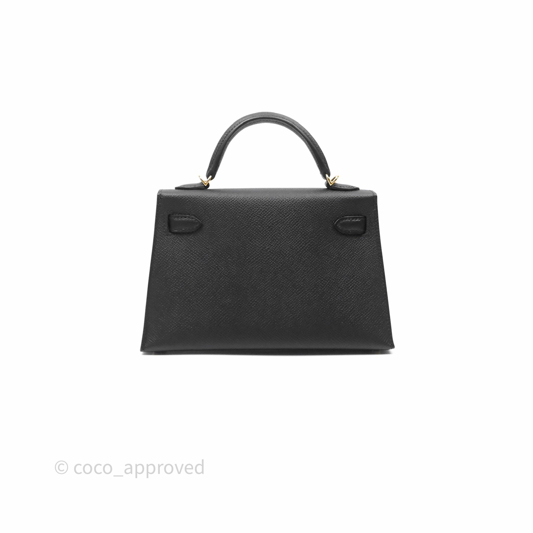 Herms Mini Kelly II Noir 89 Epsom Gold Hardware