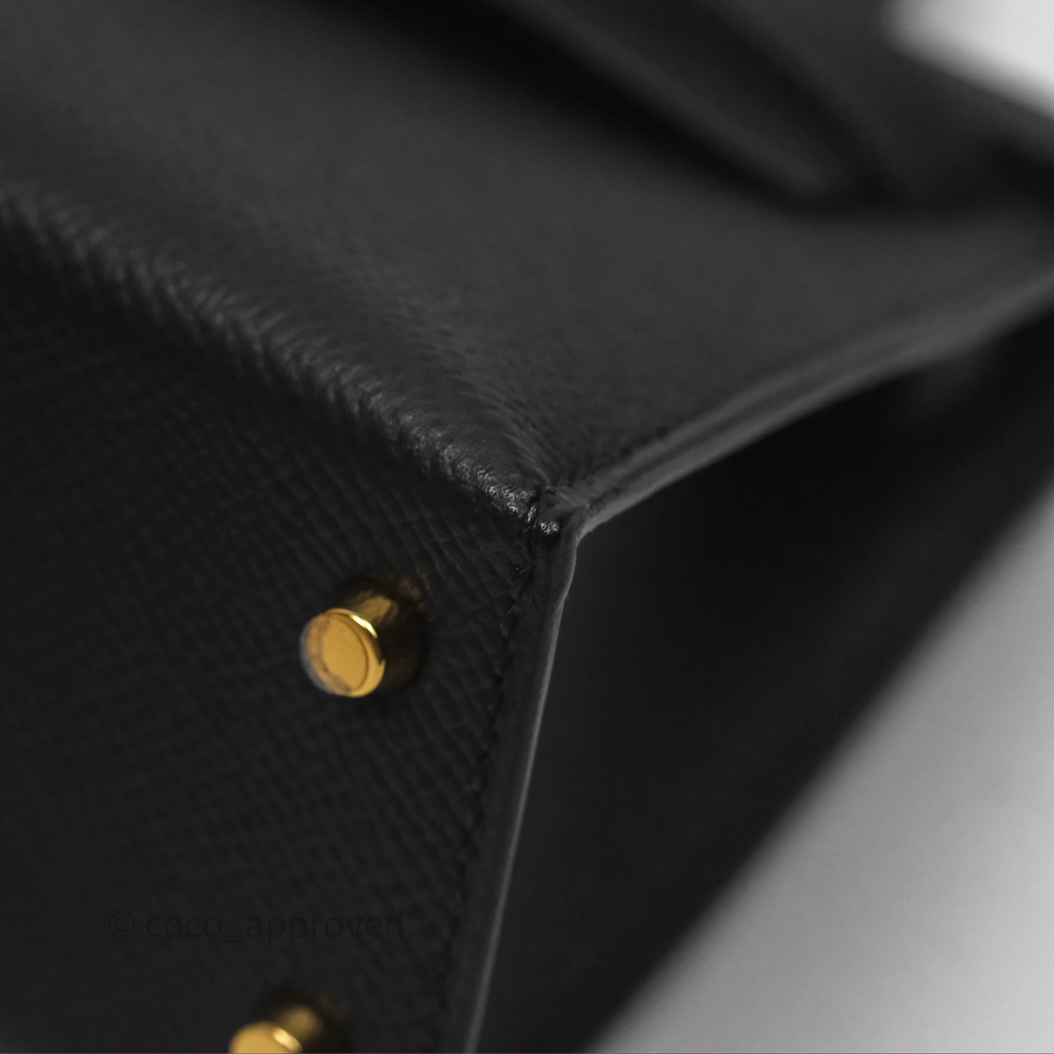 Herms Mini Kelly II Noir 89 Epsom Gold Hardware