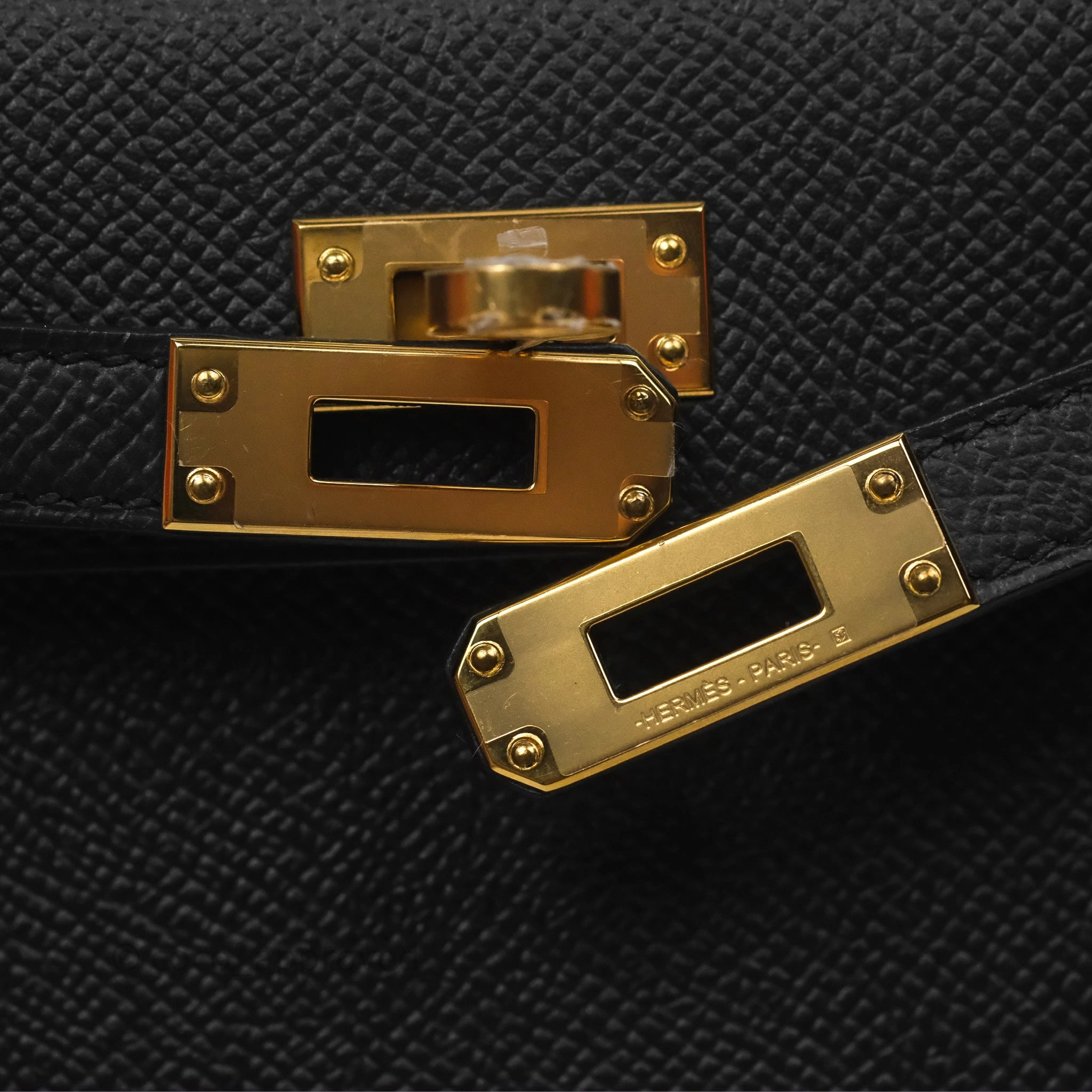Herms Mini Kelly II Noir 89 Epsom Gold Hardware