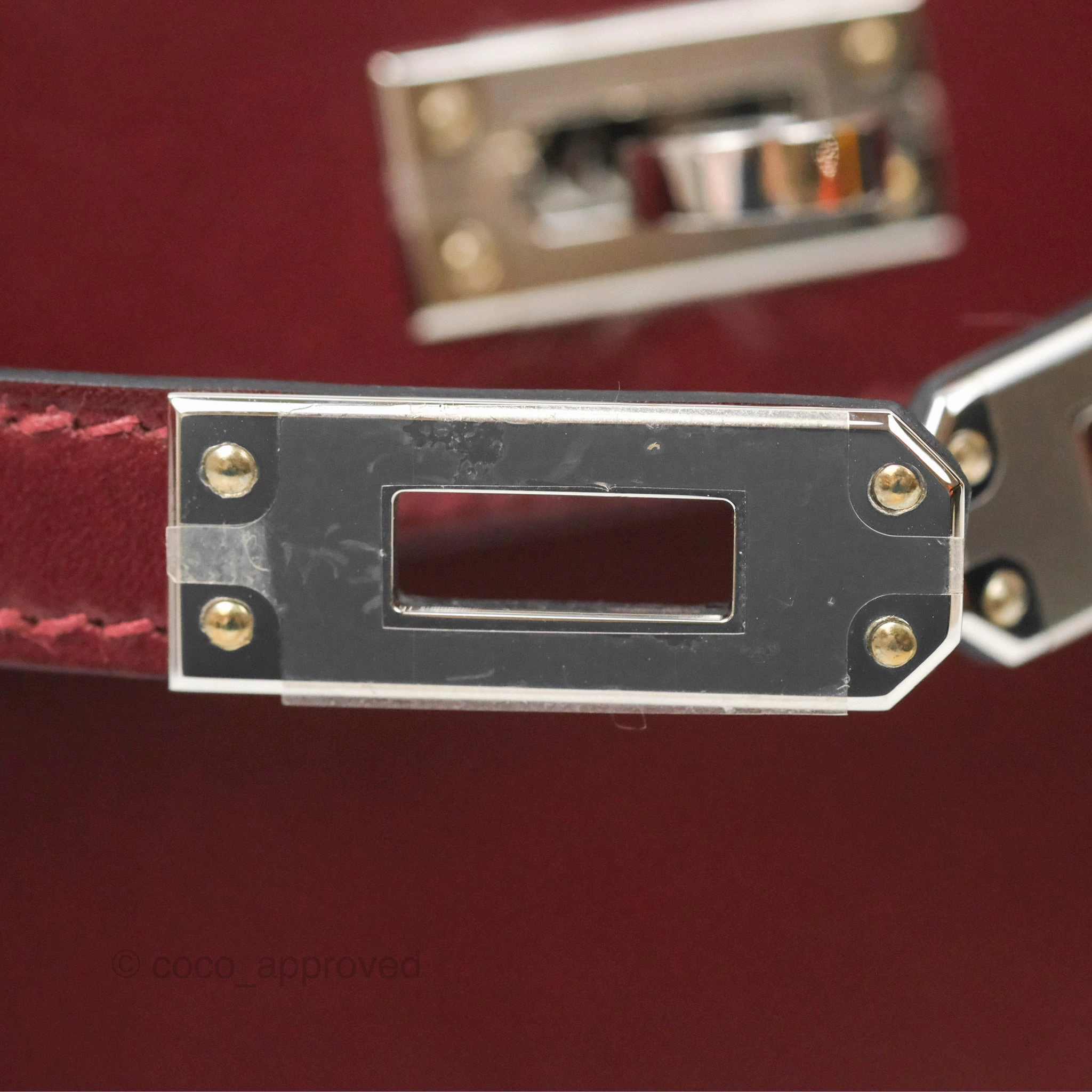 Herms Mini Kelly II Sellier Rouge H Box Leather Palladium Hardware