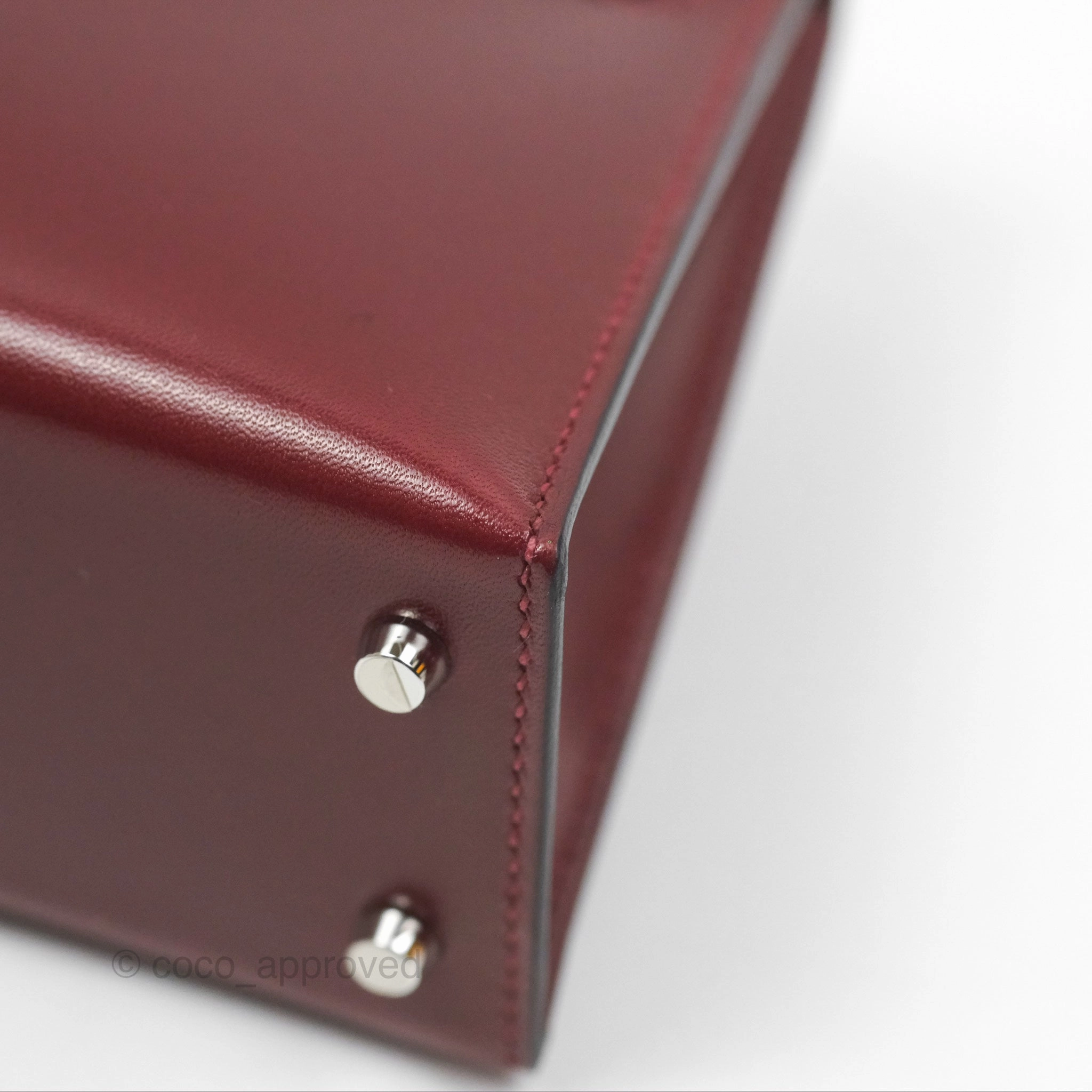 Herms Mini Kelly II Sellier Rouge H Box Leather Palladium Hardware