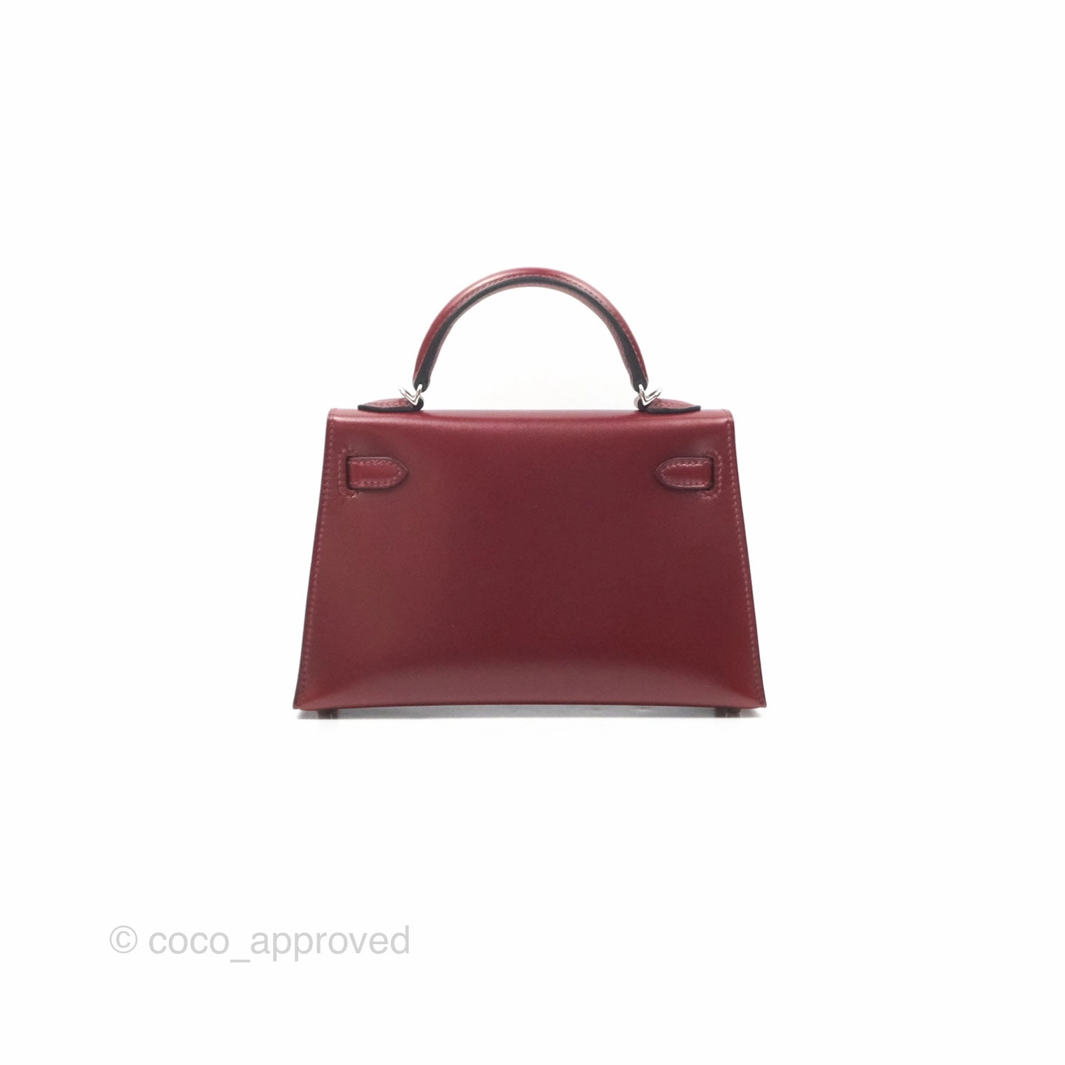 Herms Mini Kelly II Sellier Rouge H Box Leather Palladium Hardware