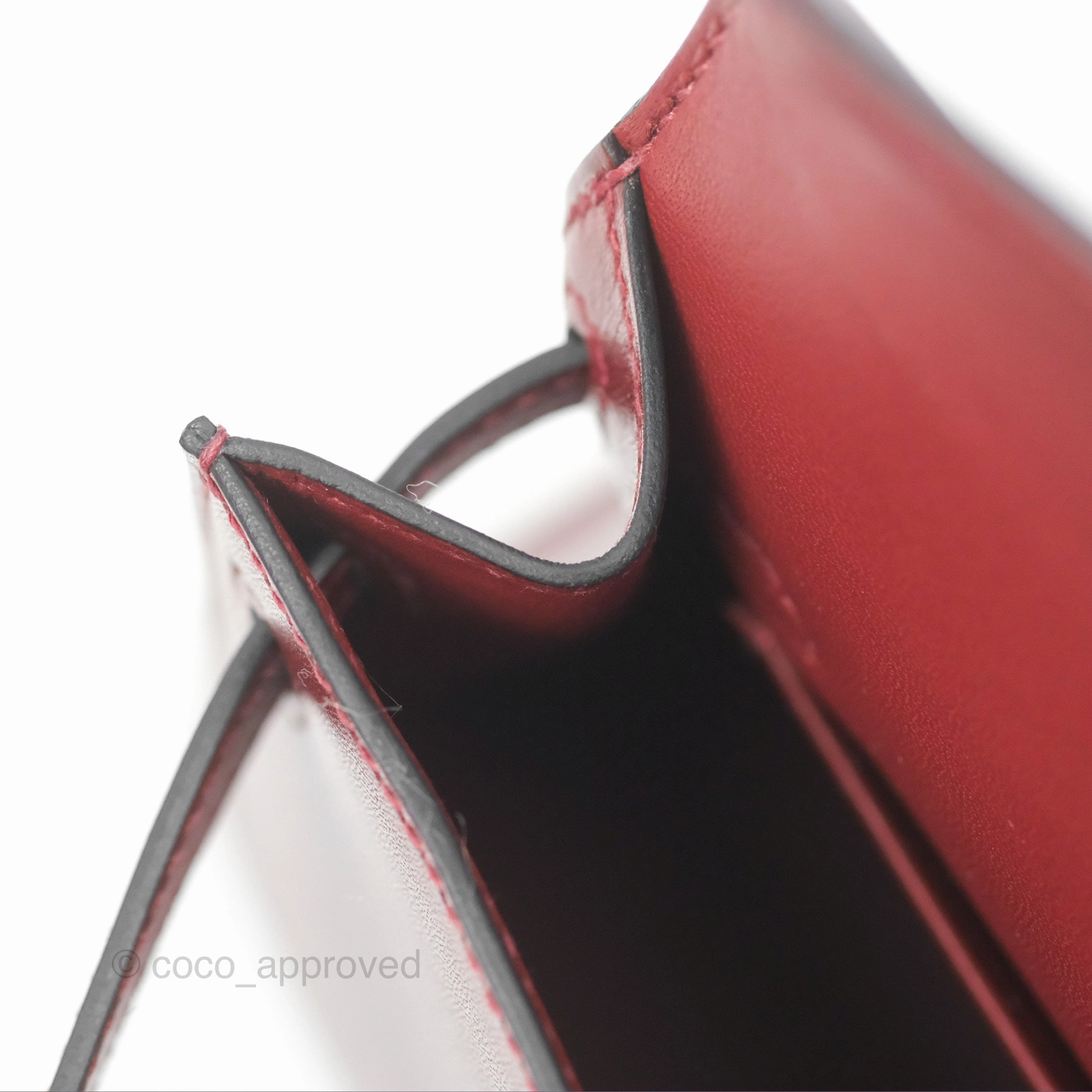 Herms Mini Kelly II Sellier Rouge H Box Leather Palladium Hardware