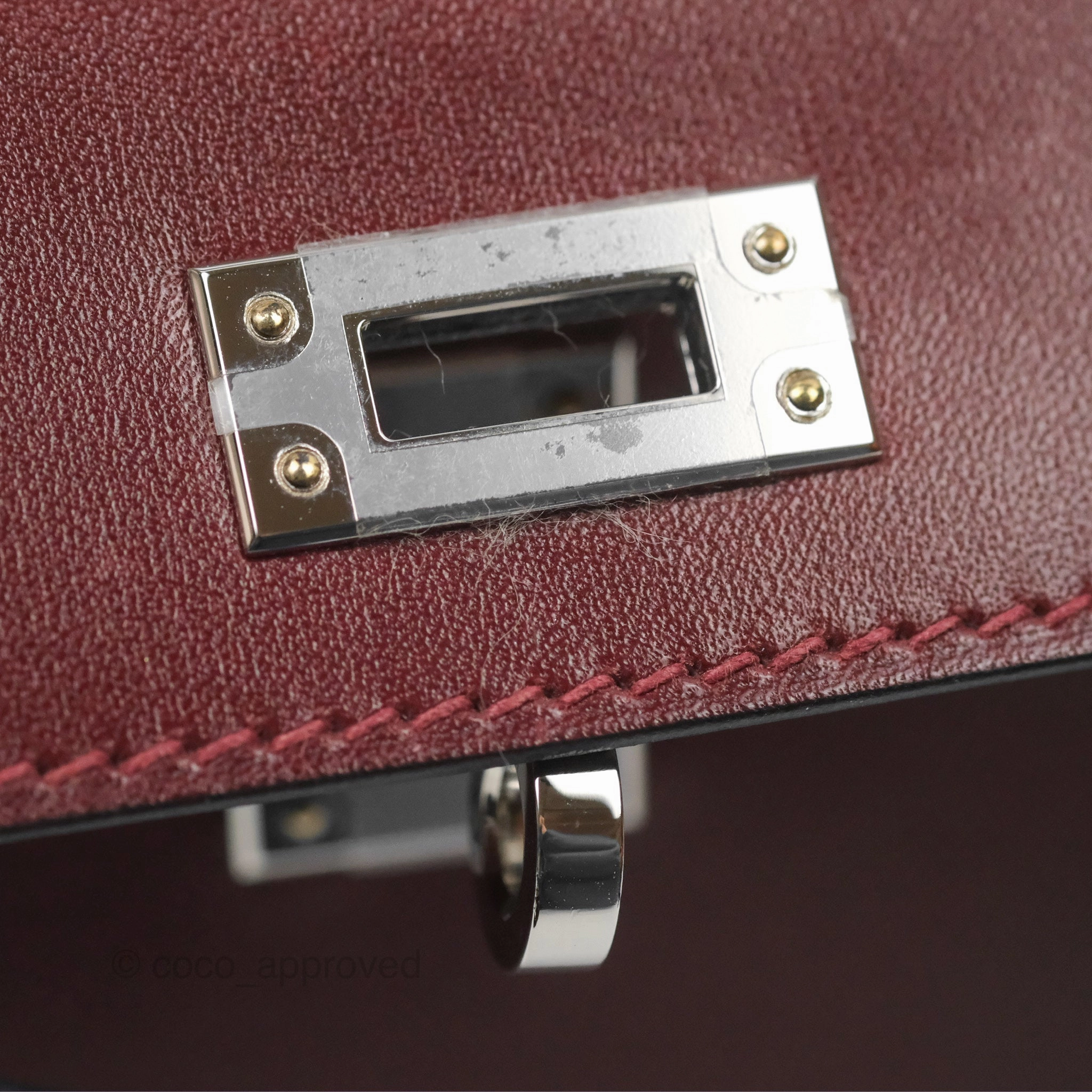 Herms Mini Kelly II Sellier Rouge H Box Leather Palladium Hardware