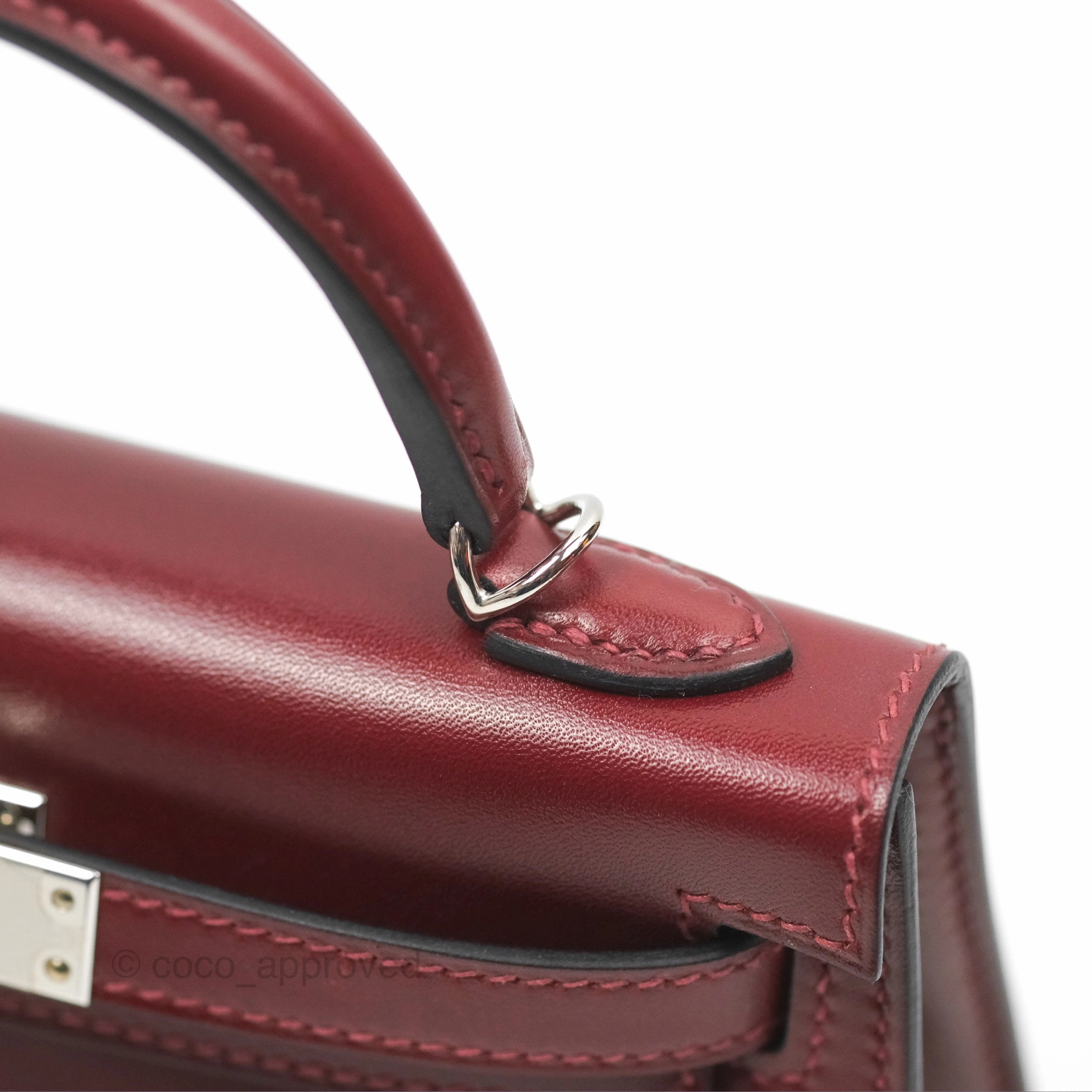 Herms Mini Kelly II Sellier Rouge H Box Leather Palladium Hardware