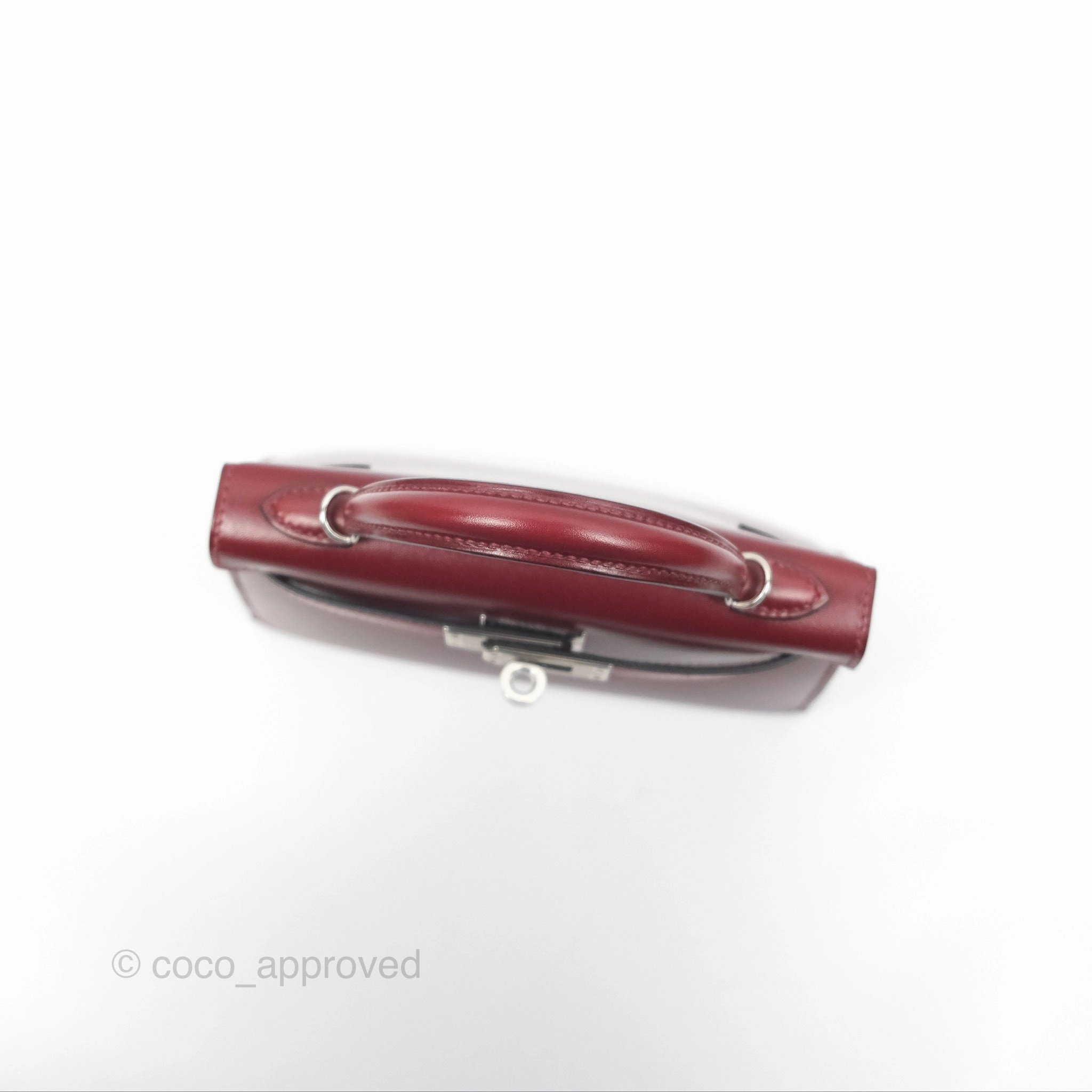 Herms Mini Kelly II Sellier Rouge H Box Leather Palladium Hardware