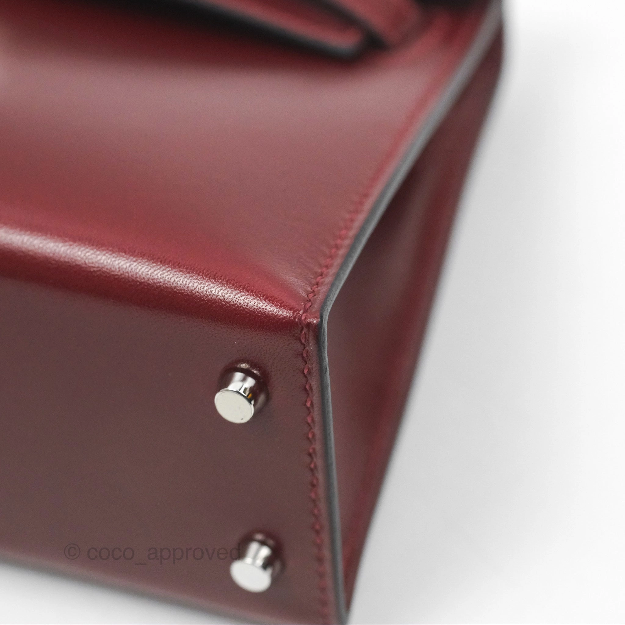 Herms Mini Kelly II Sellier Rouge H Box Leather Palladium Hardware