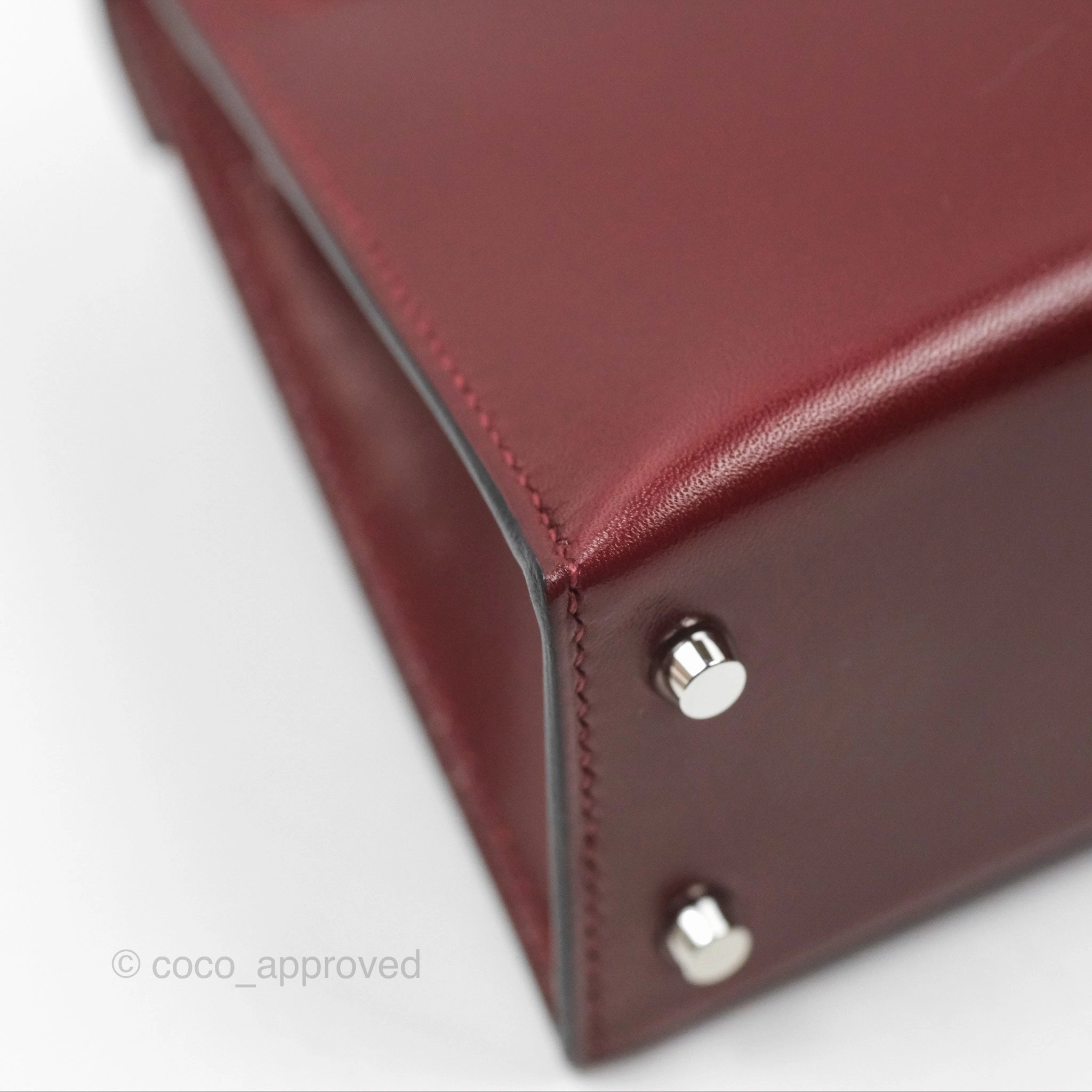 Herms Mini Kelly II Sellier Rouge H Box Leather Palladium Hardware