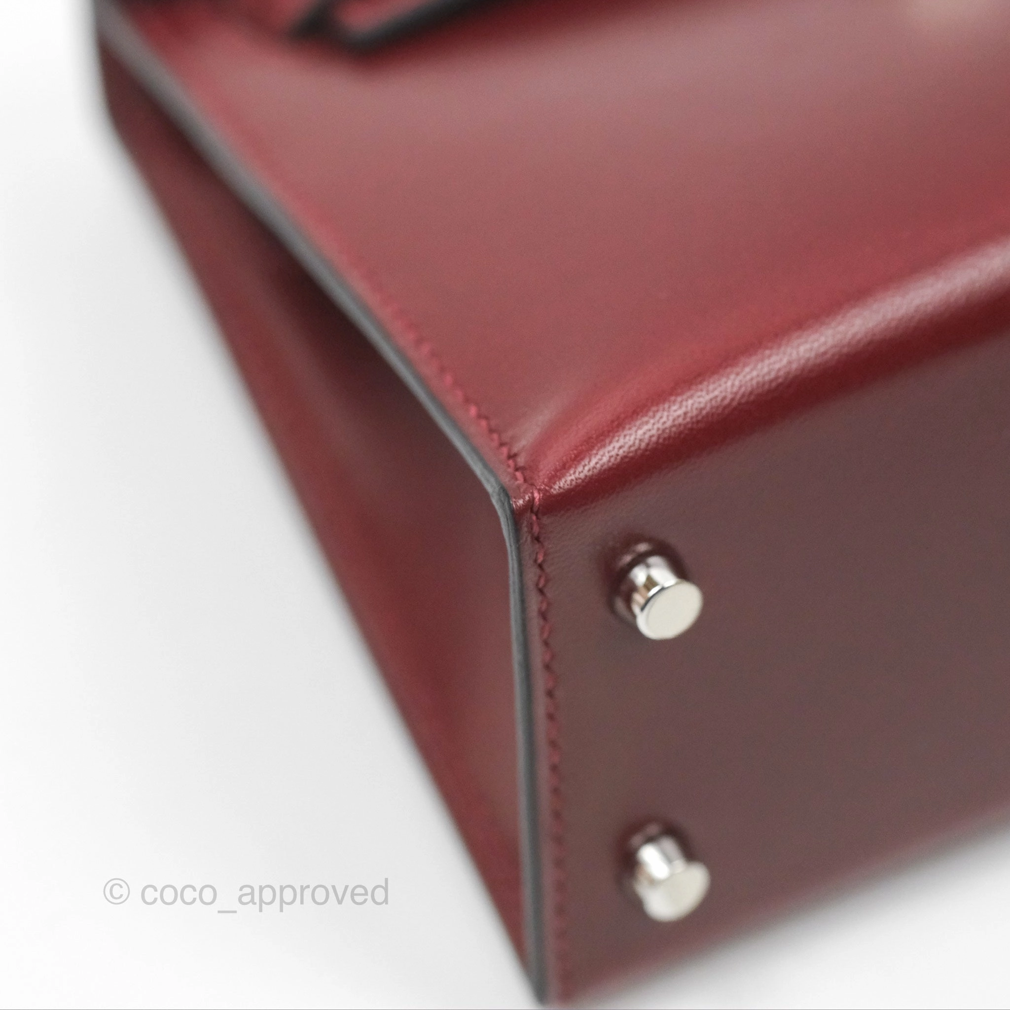 Herms Mini Kelly II Sellier Rouge H Box Leather Palladium Hardware