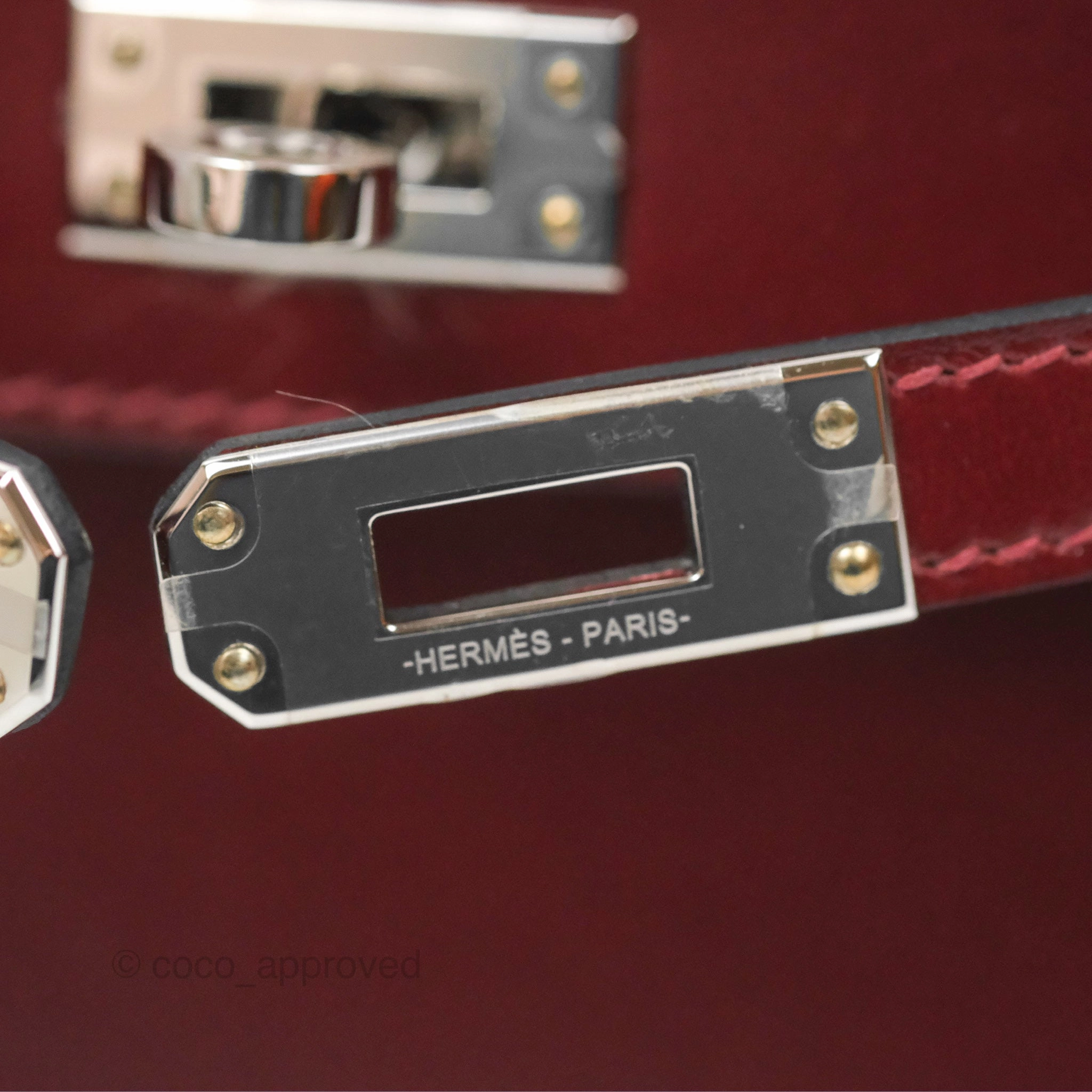 Herms Mini Kelly II Sellier Rouge H Box Leather Palladium Hardware