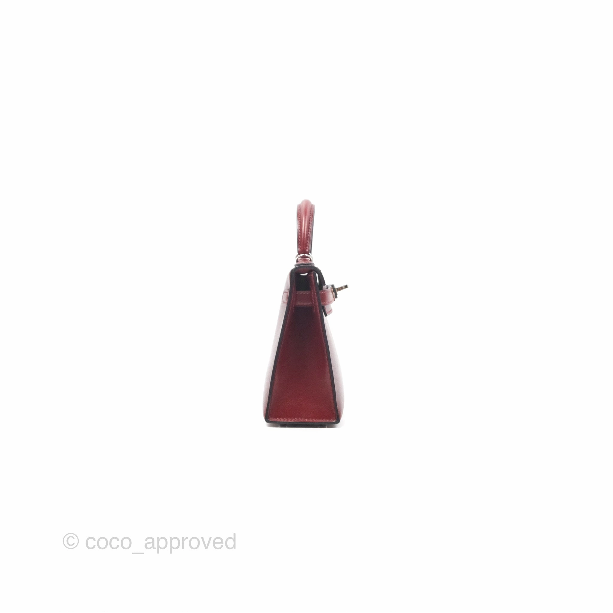 Herms Mini Kelly II Sellier Rouge H Box Leather Palladium Hardware