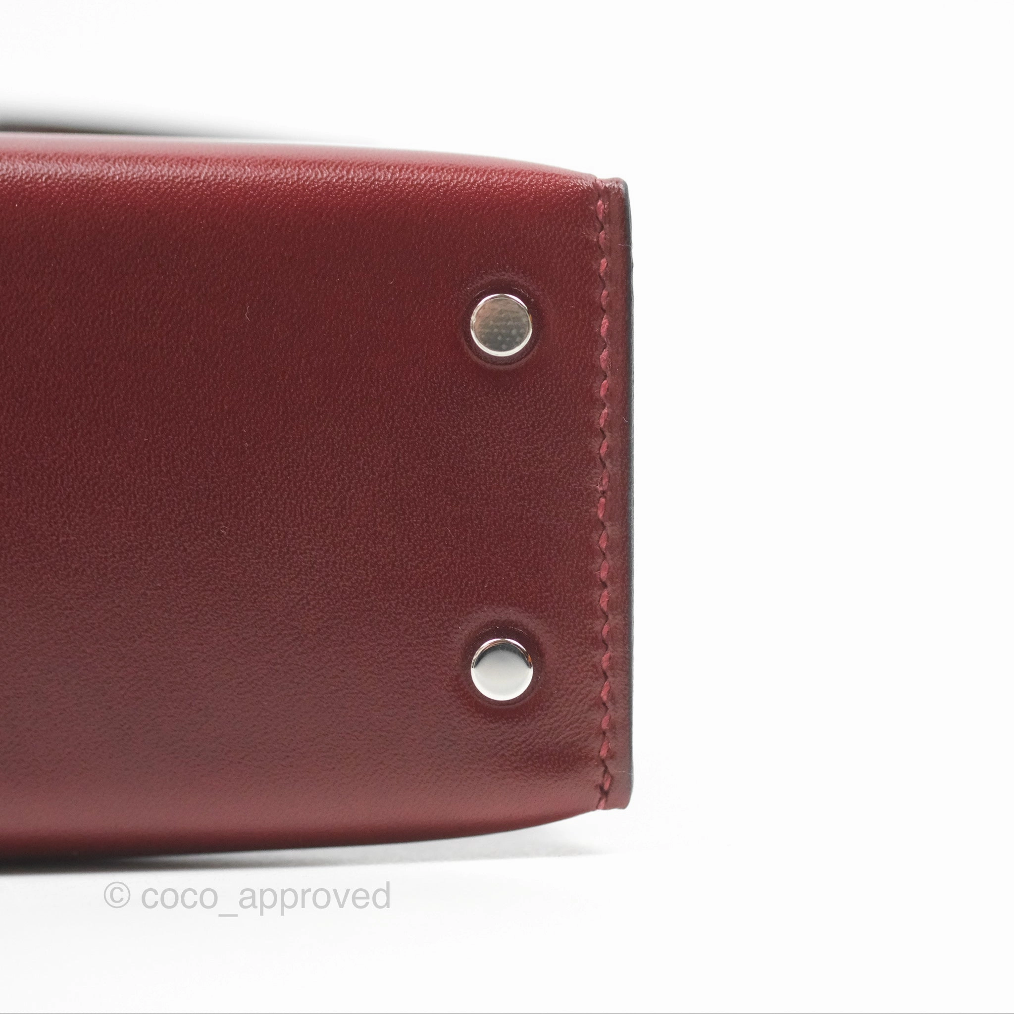 Herms Mini Kelly II Sellier Rouge H Box Leather Palladium Hardware