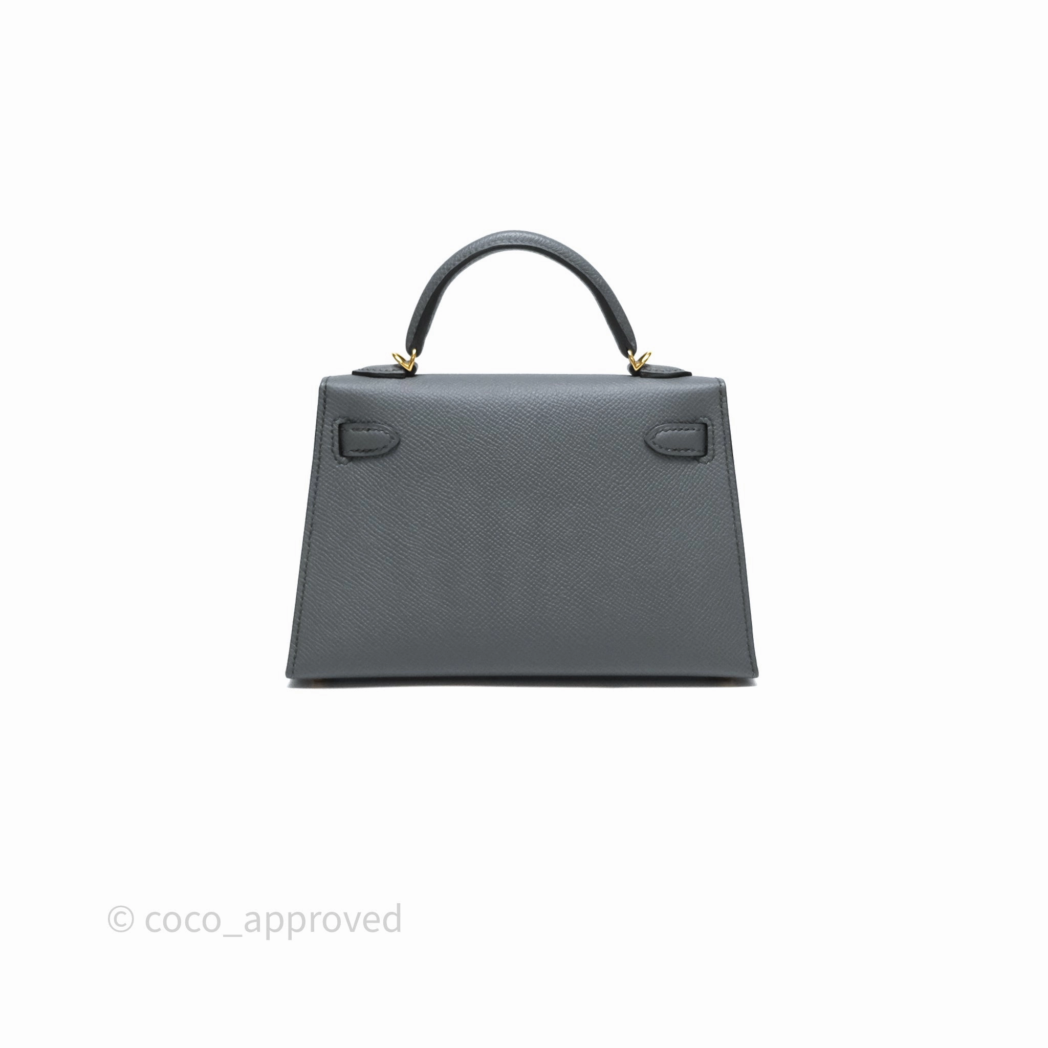 Herms Mini Kelly II Vert Amande 63 Epsom Gold Hardware