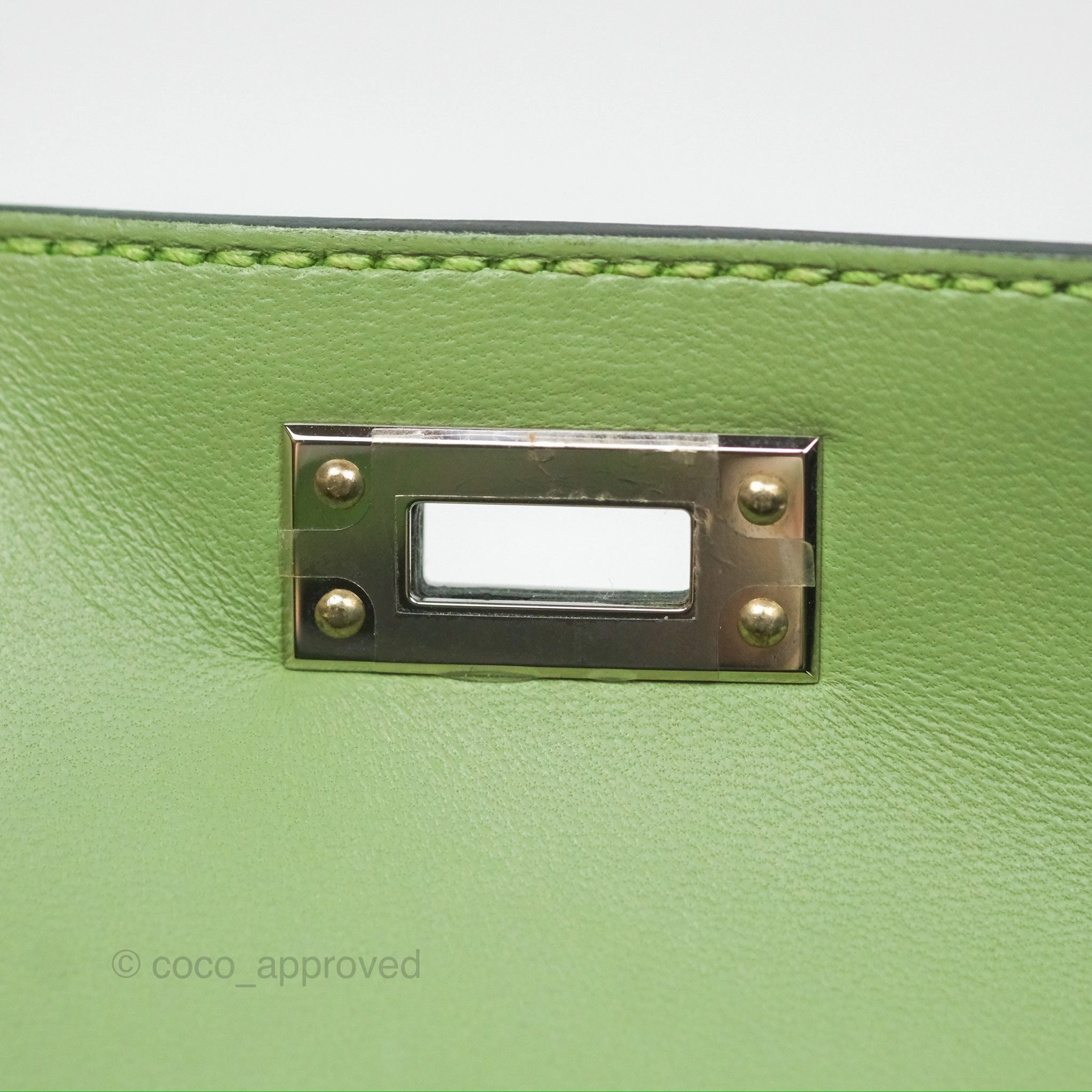 Herms Mini Kelly II Vert Criquet Epsom Palladium Hardware