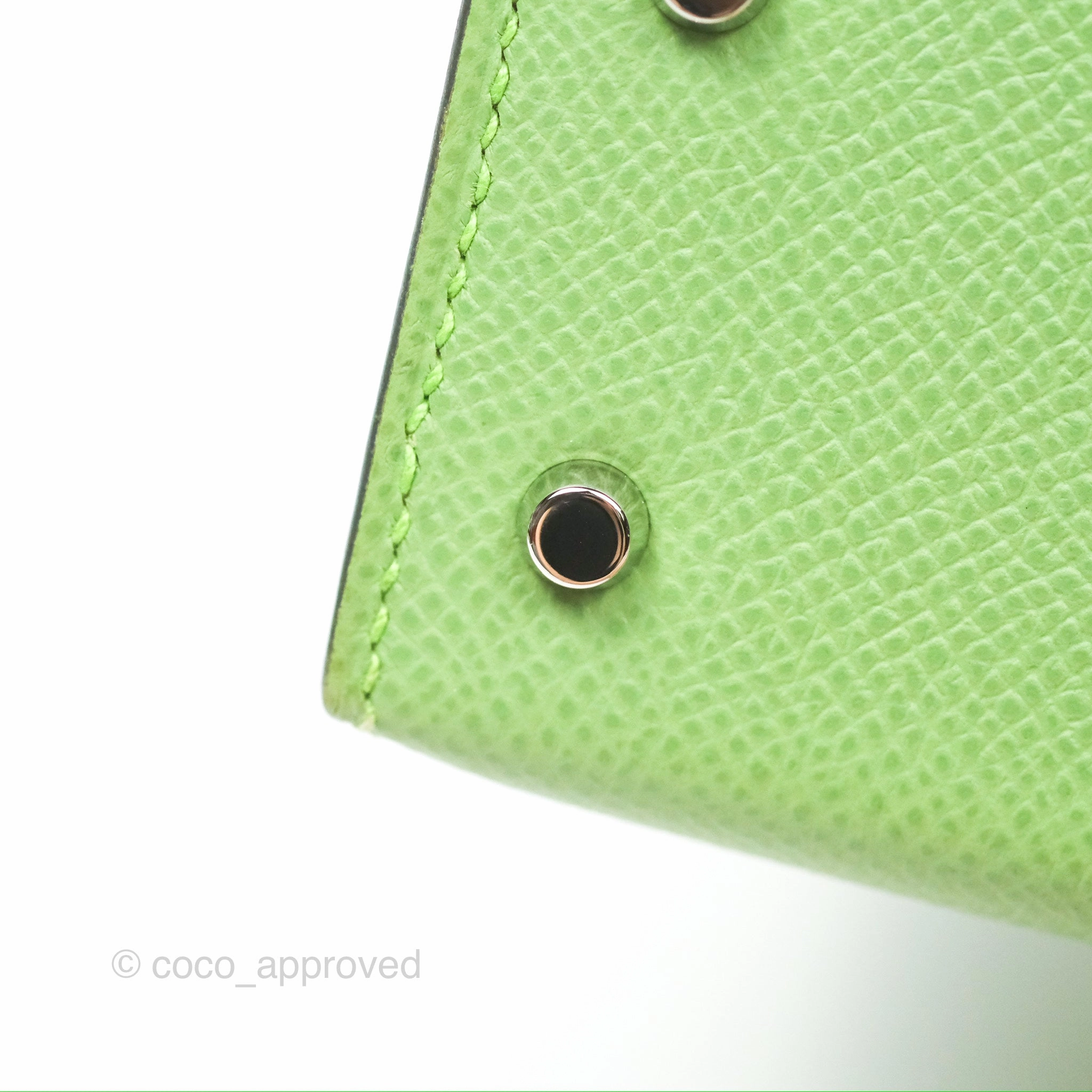 Herms Mini Kelly II Vert Criquet Epsom Palladium Hardware