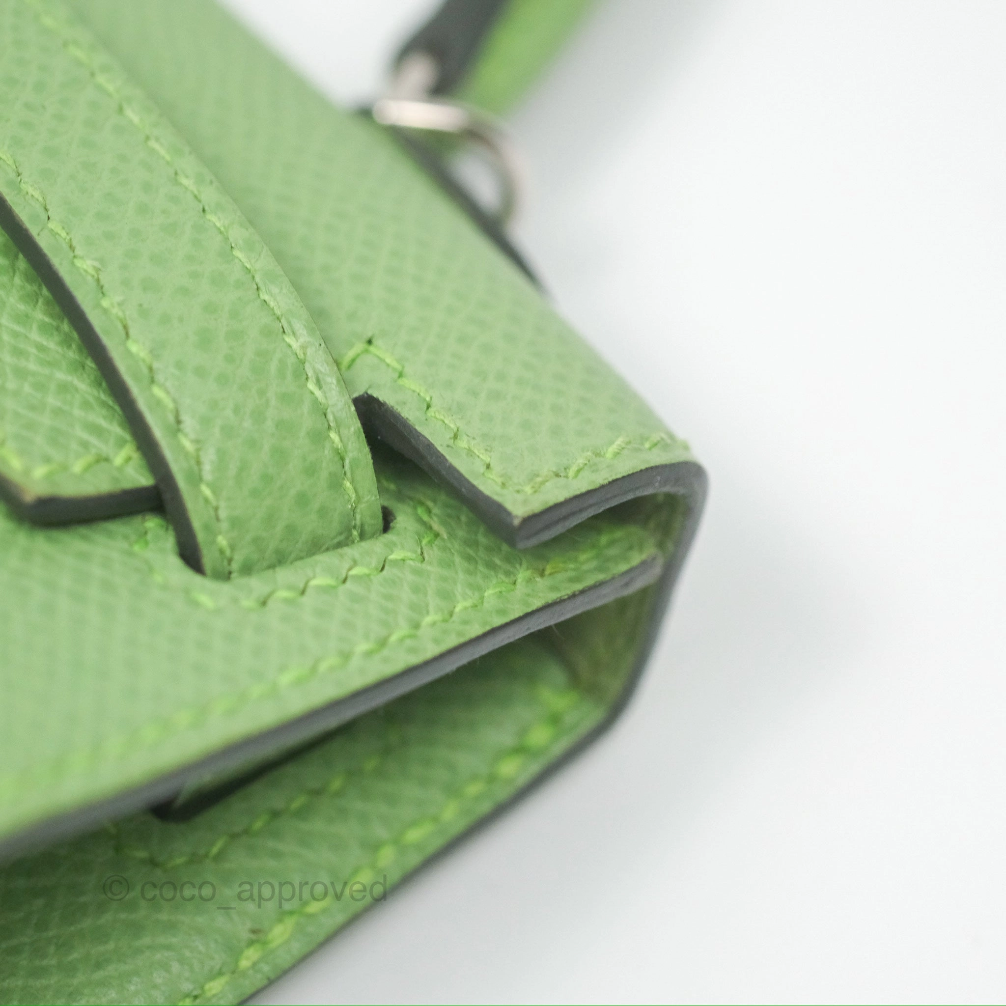 Herms Mini Kelly II Vert Criquet Epsom Palladium Hardware