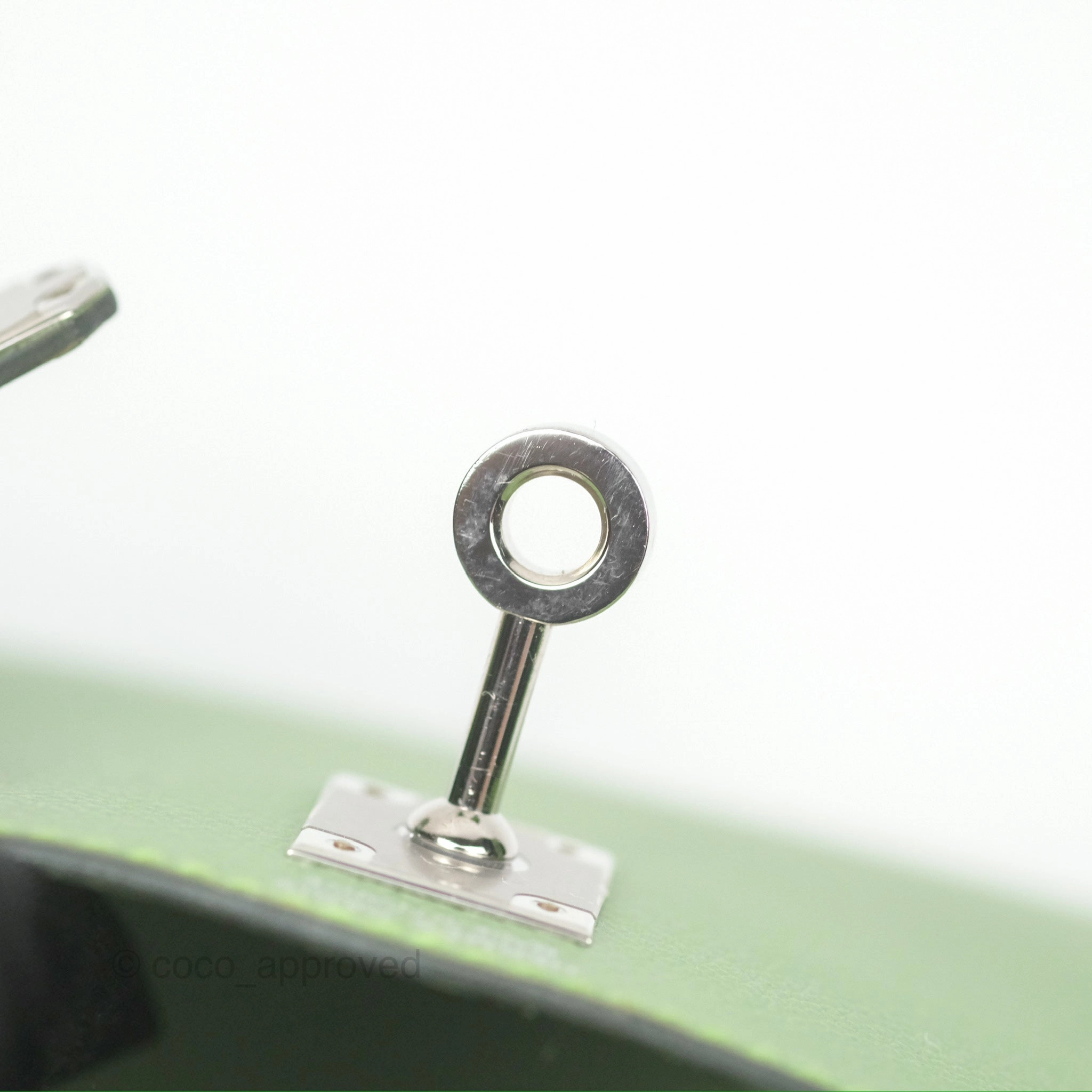 Herms Mini Kelly II Vert Criquet Epsom Palladium Hardware