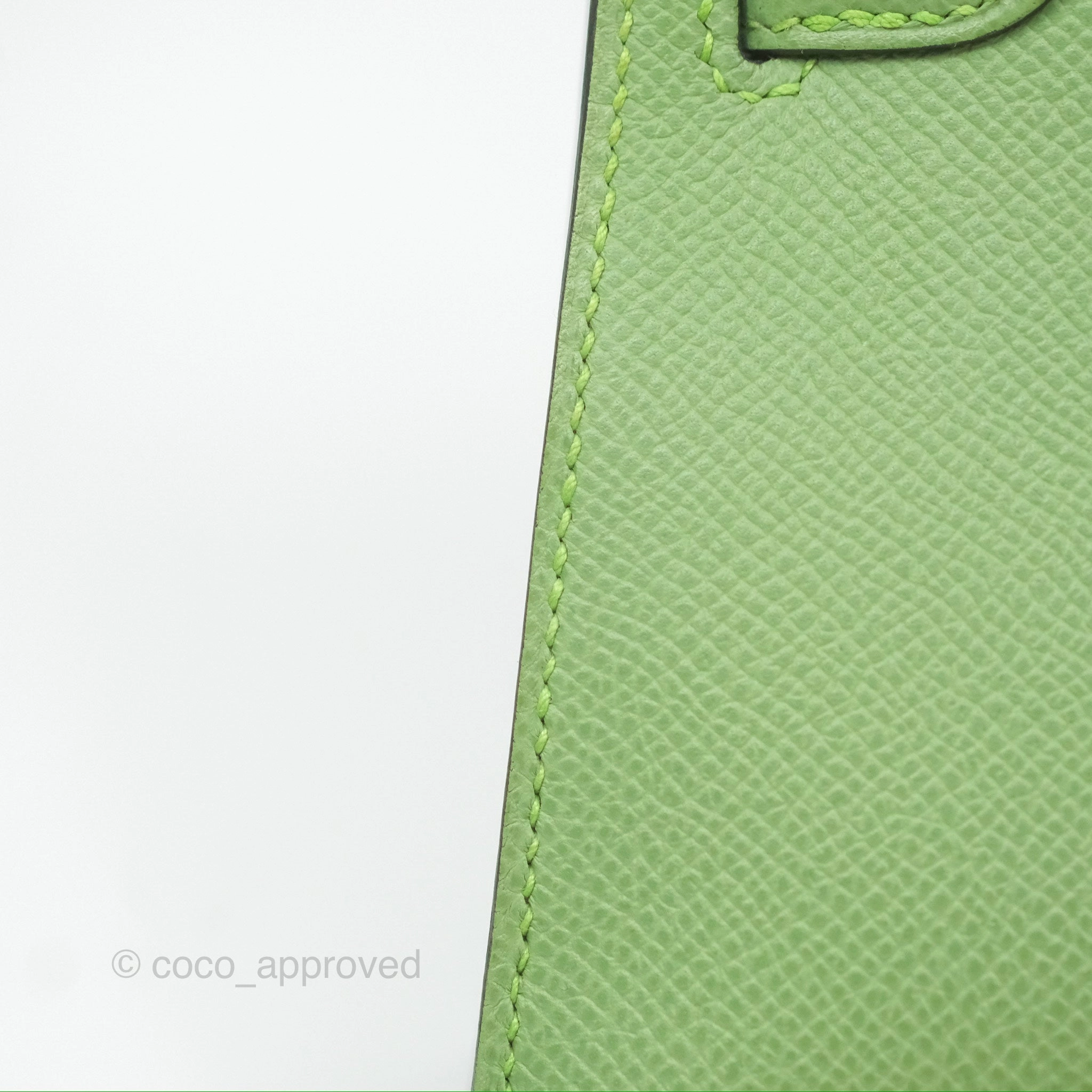 Herms Mini Kelly II Vert Criquet Epsom Palladium Hardware