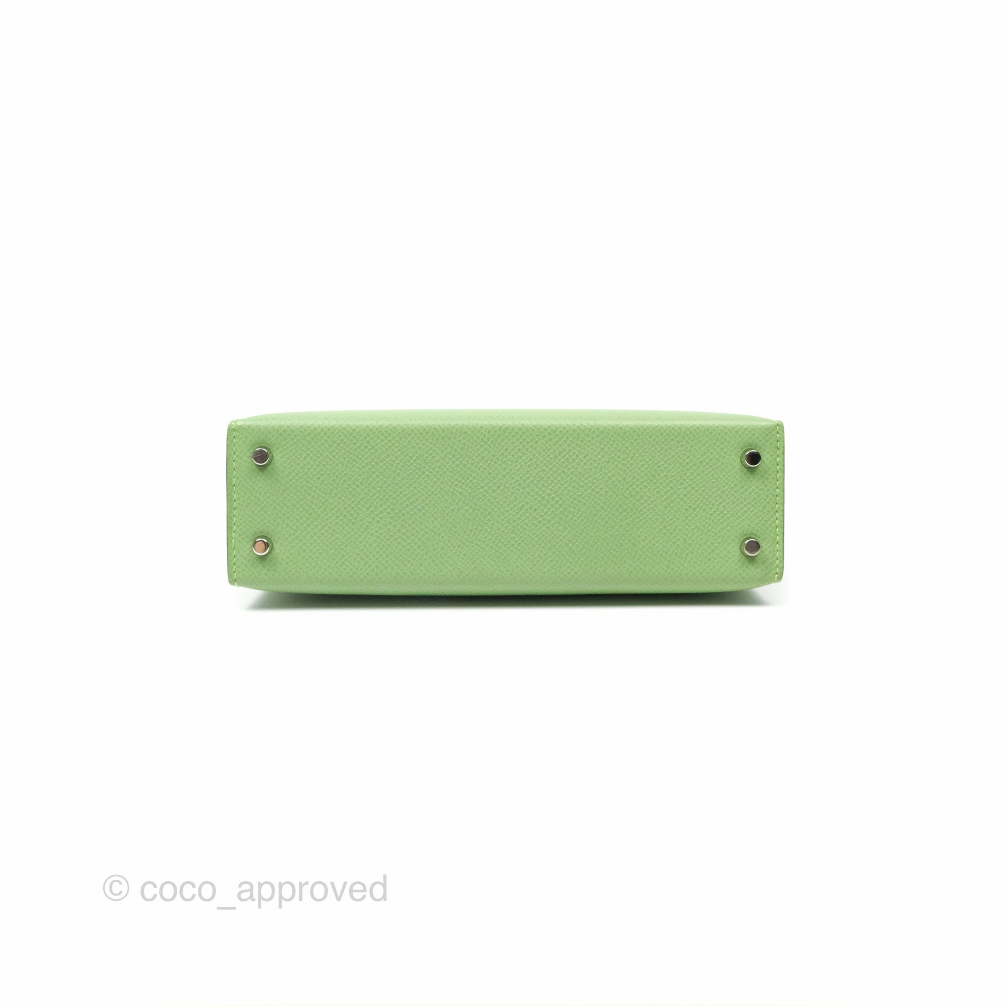 Herms Mini Kelly II Vert Criquet Epsom Palladium Hardware