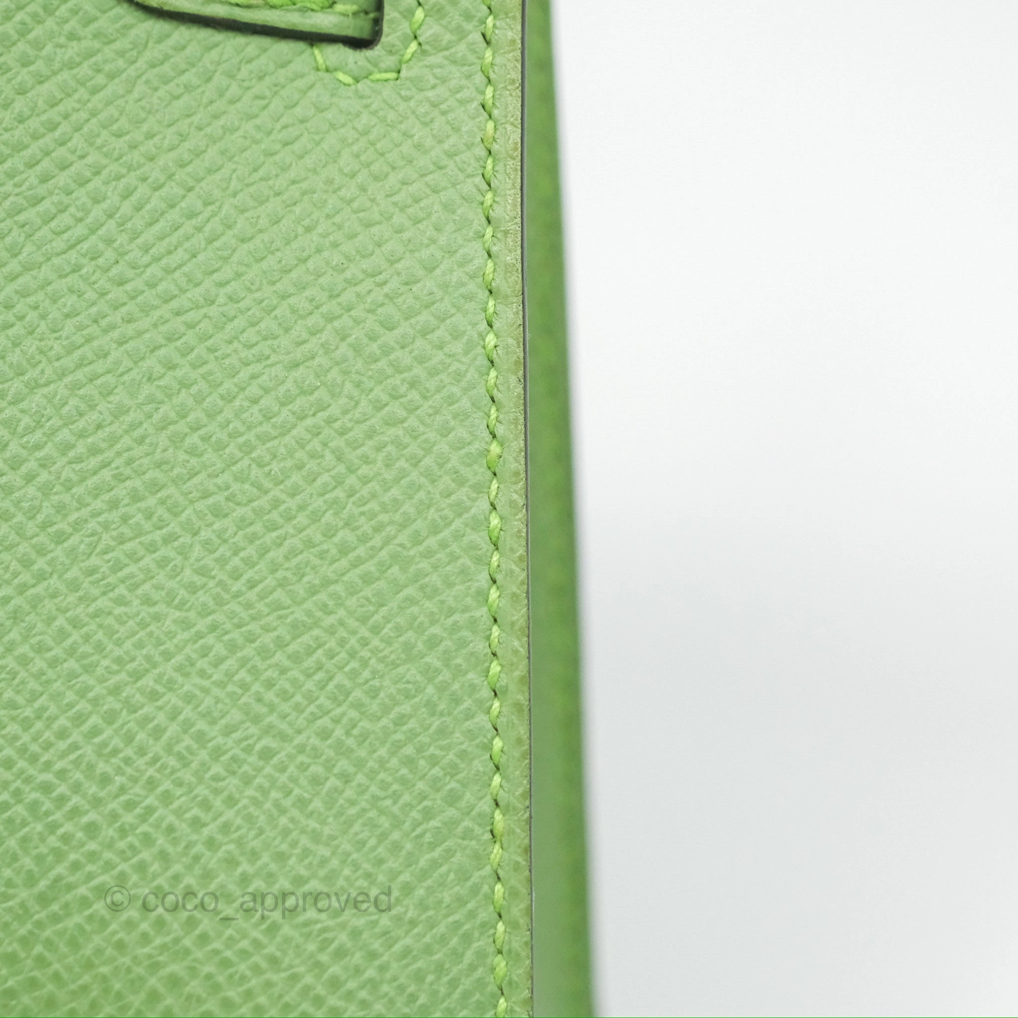 Herms Mini Kelly II Vert Criquet Epsom Palladium Hardware