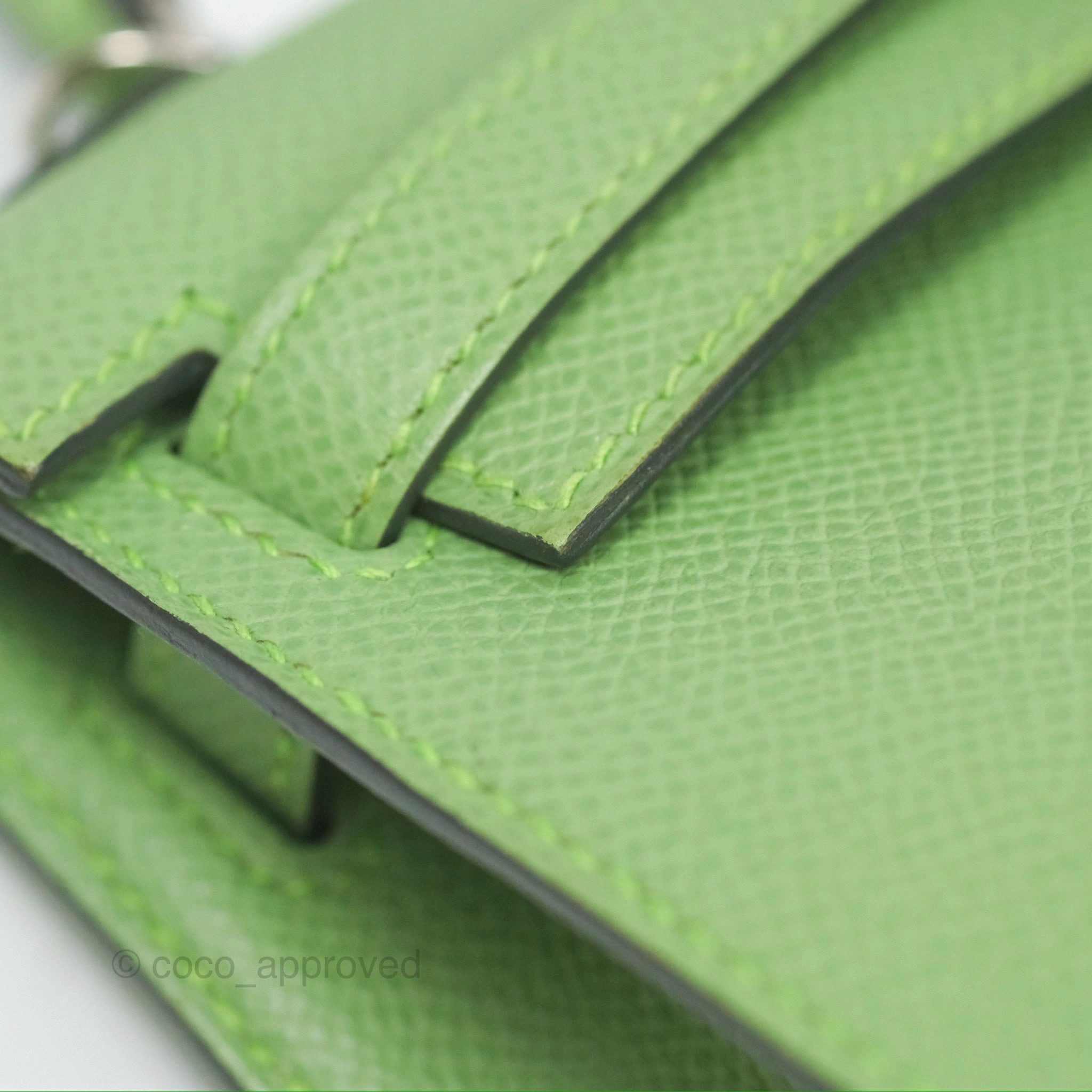 Herms Mini Kelly II Vert Criquet Epsom Palladium Hardware