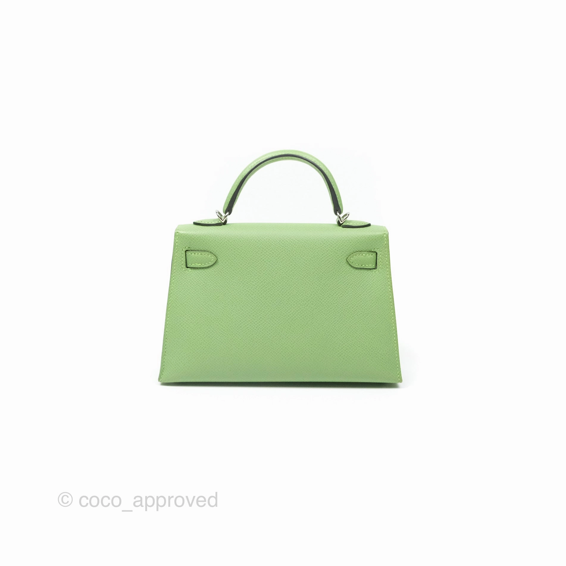 Herms Mini Kelly II Vert Criquet Epsom Palladium Hardware
