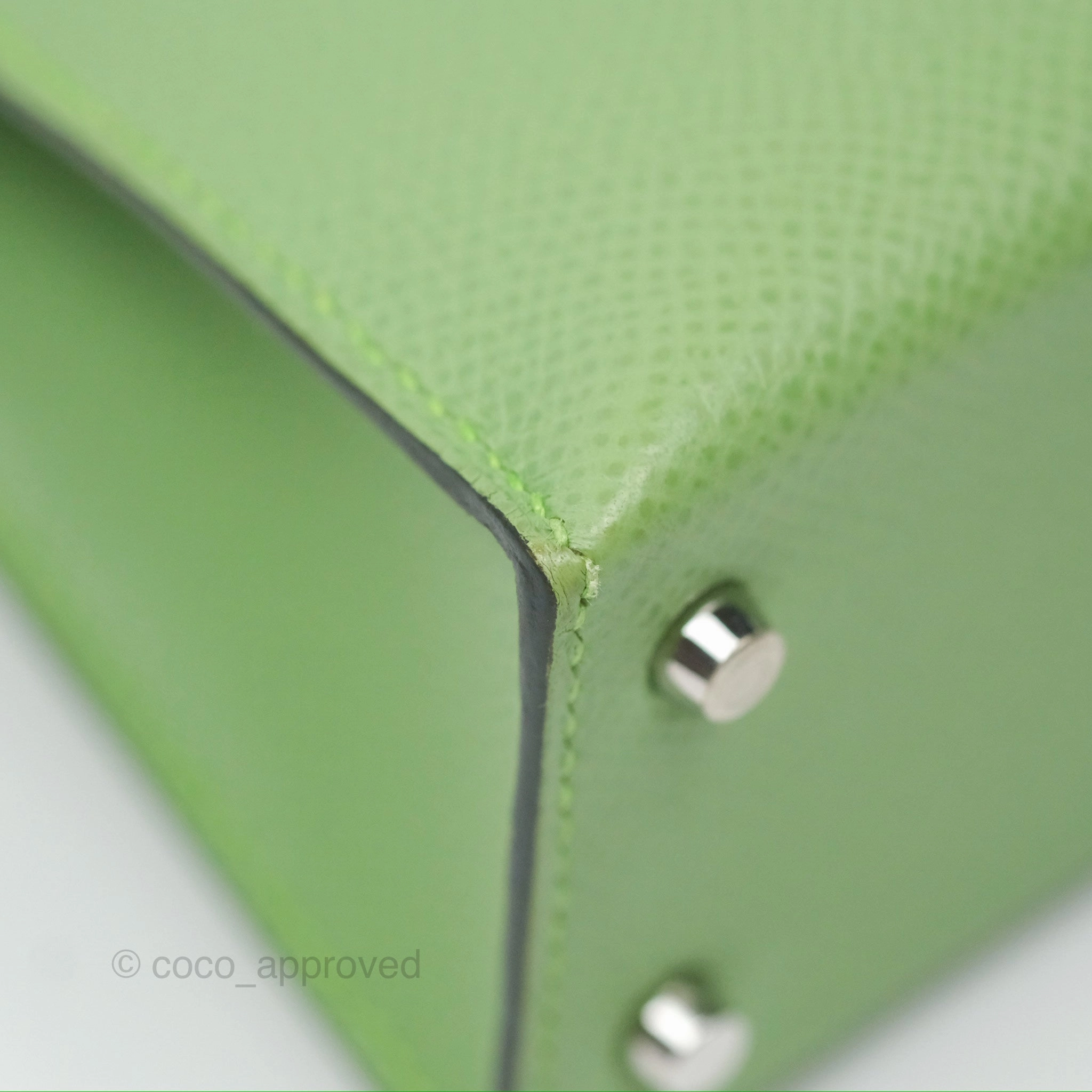 Herms Mini Kelly II Vert Criquet Epsom Palladium Hardware