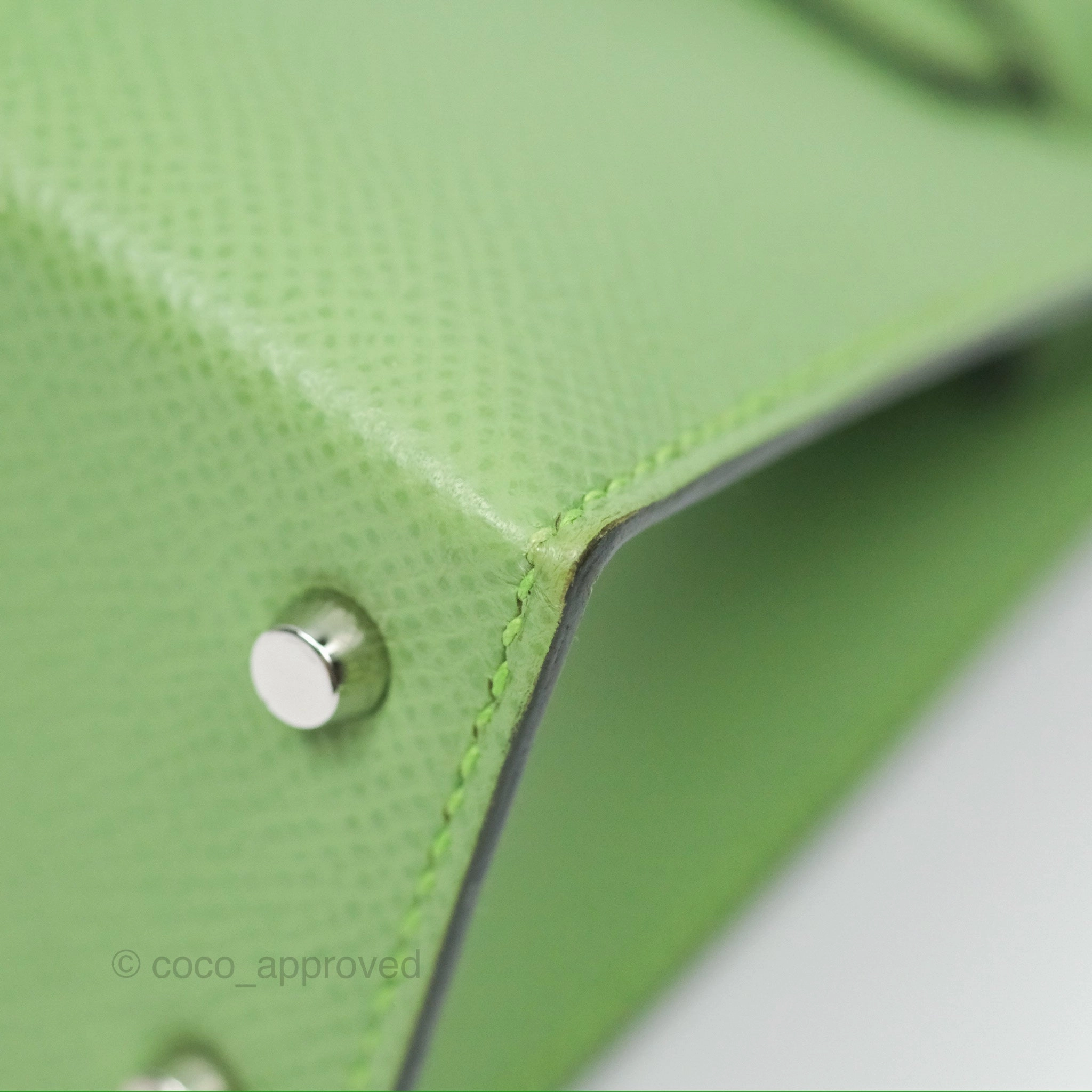 Herms Mini Kelly II Vert Criquet Epsom Palladium Hardware