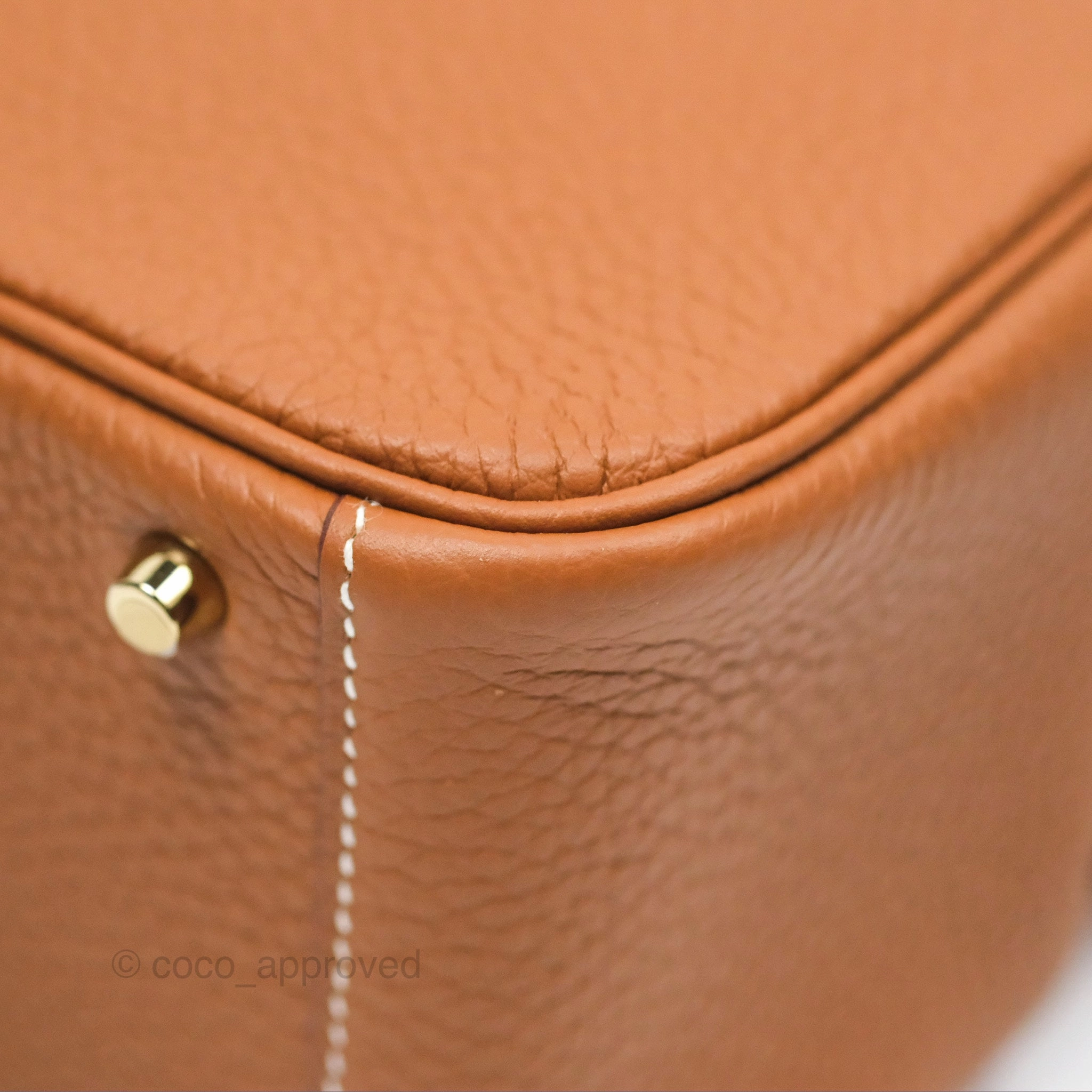 Herms Mini Lindy 20 Gold Clemence Gold Hardware