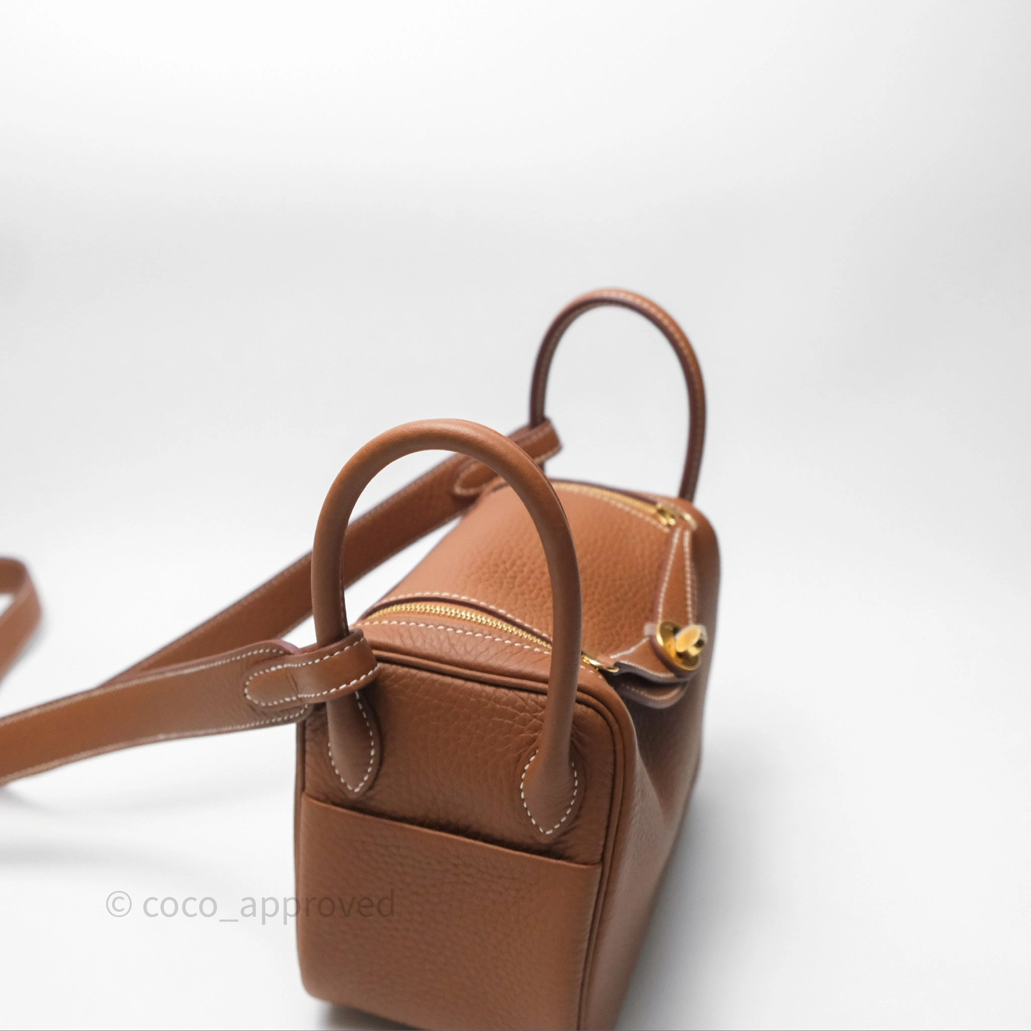 Herms Mini Lindy 20 Gold Clemence Gold Hardware