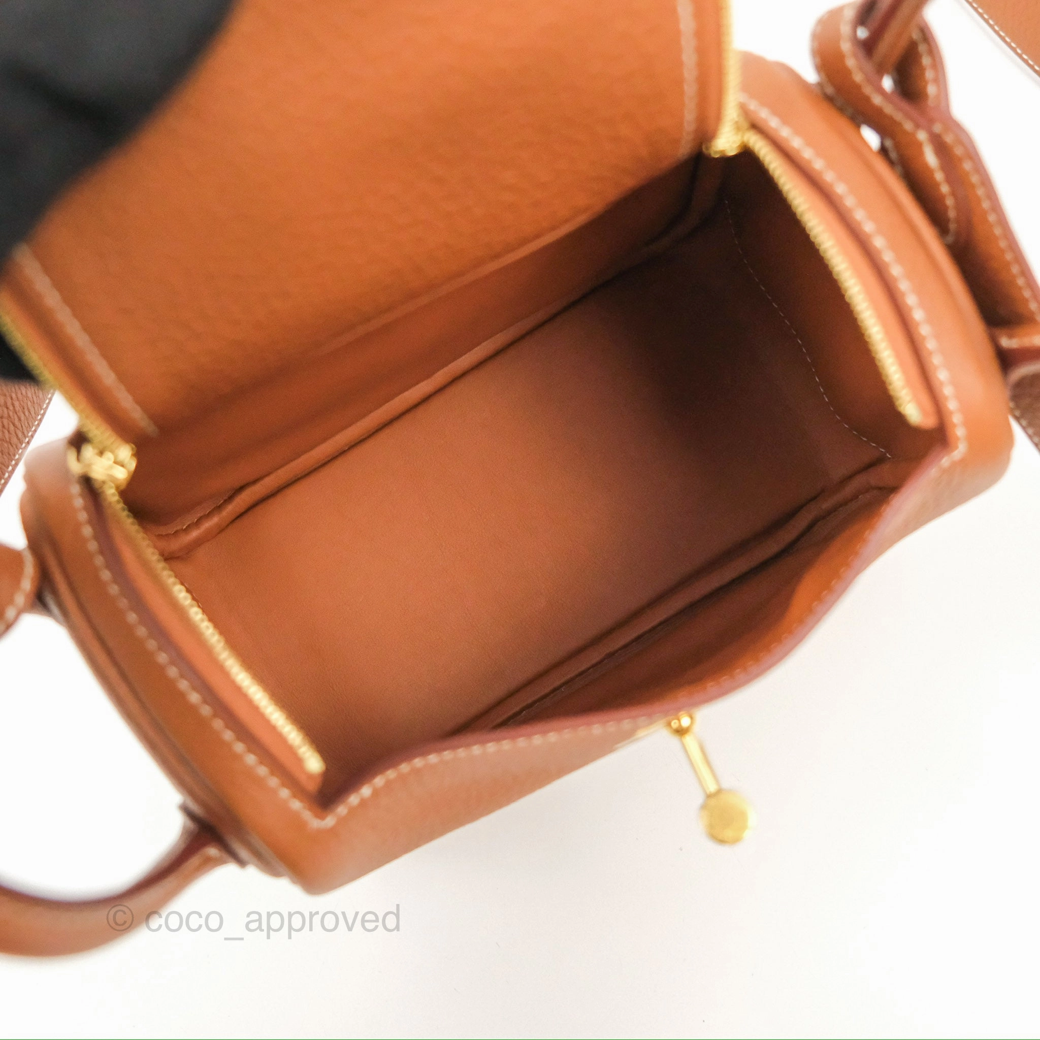Herms Mini Lindy 20 Gold Clemence Gold Hardware