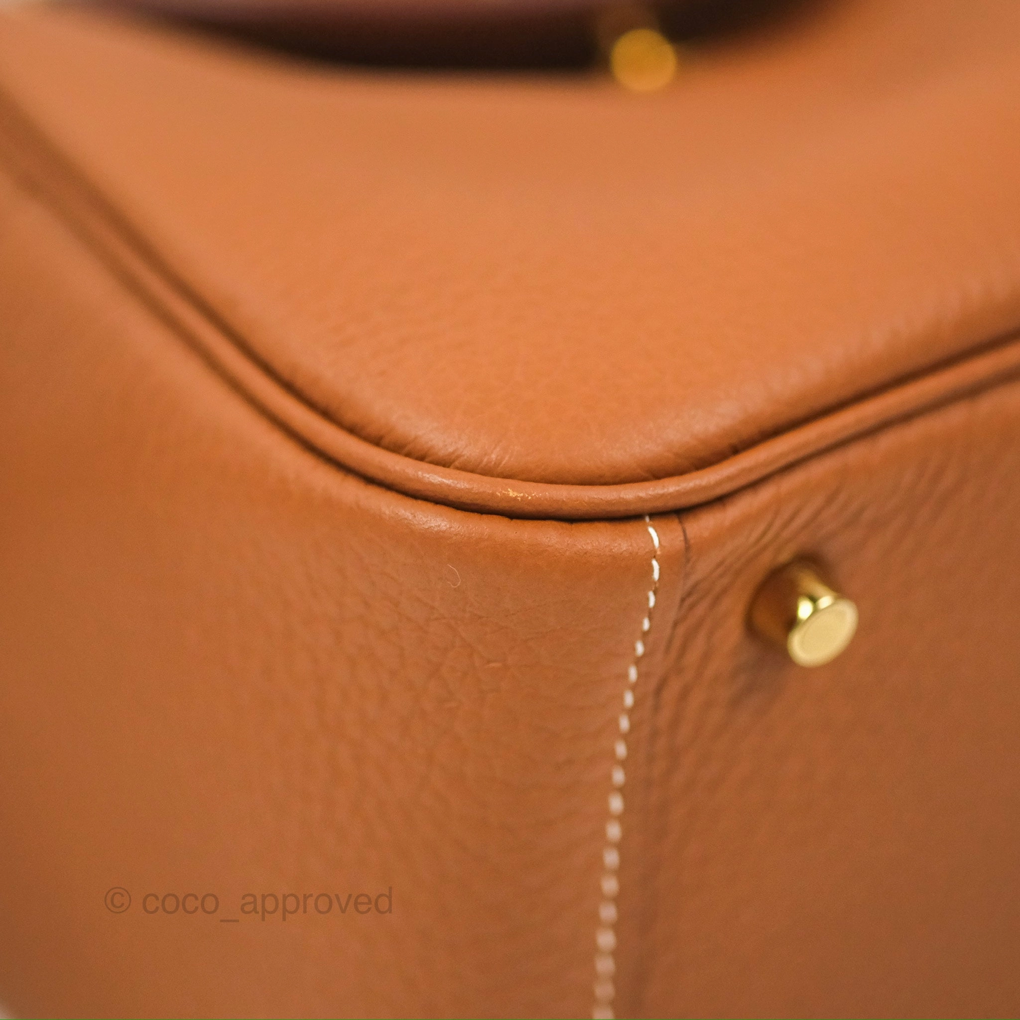 Herms Mini Lindy 20 Gold Clemence Gold Hardware