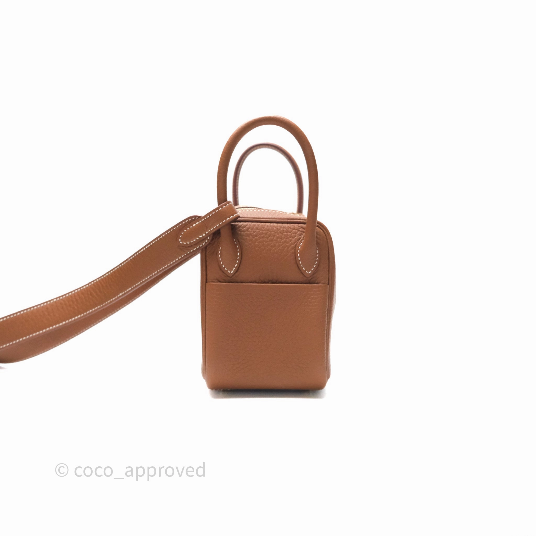 Herms Mini Lindy 20 Gold Clemence Gold Hardware