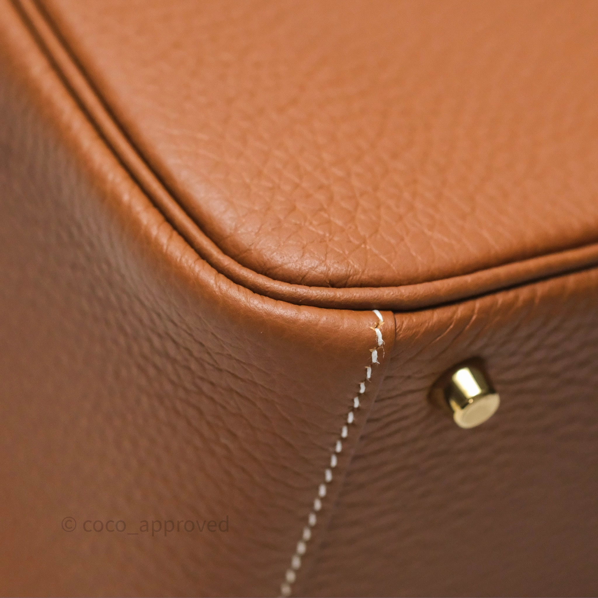 Herms Mini Lindy 20 Gold Clemence Gold Hardware