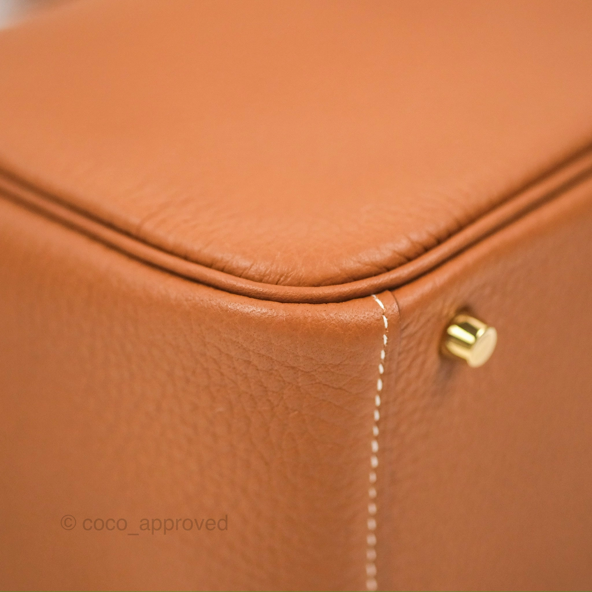 Herms Mini Lindy 20 Gold Clemence Gold Hardware