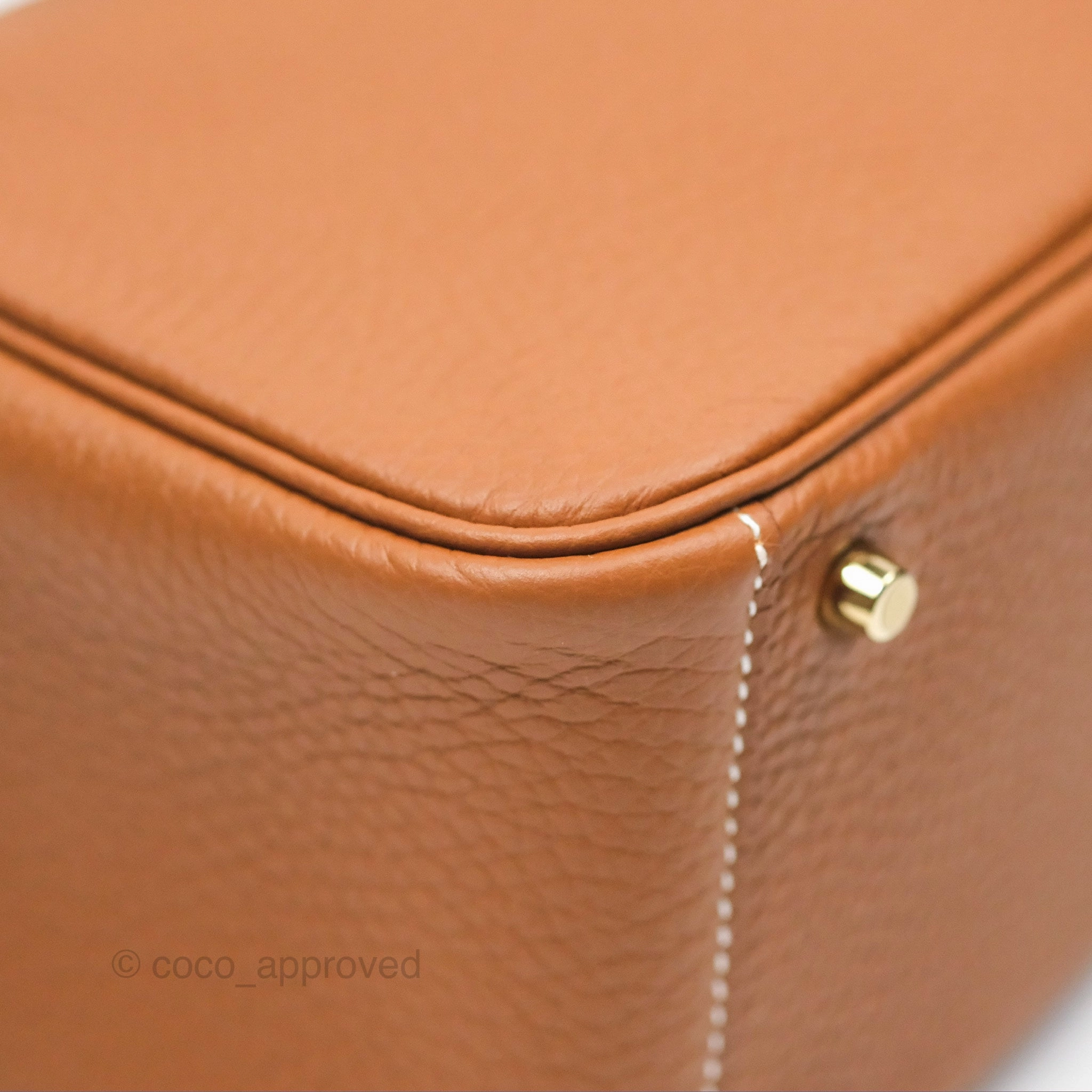 Herms Mini Lindy 20 Gold Clemence Gold Hardware