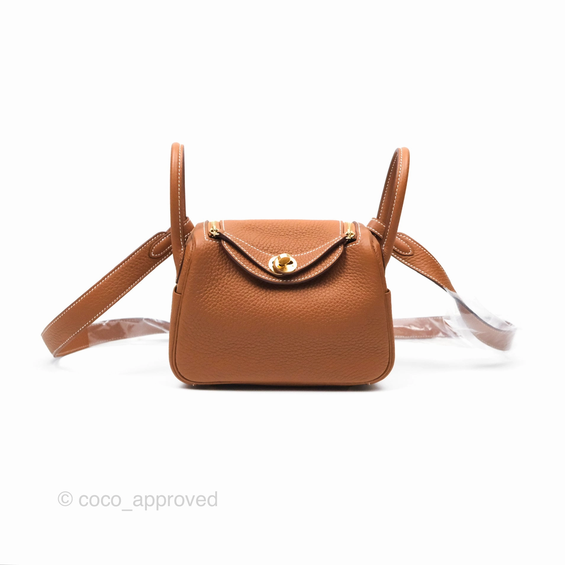 Herms Mini Lindy 20 Gold Clemence Gold Hardware