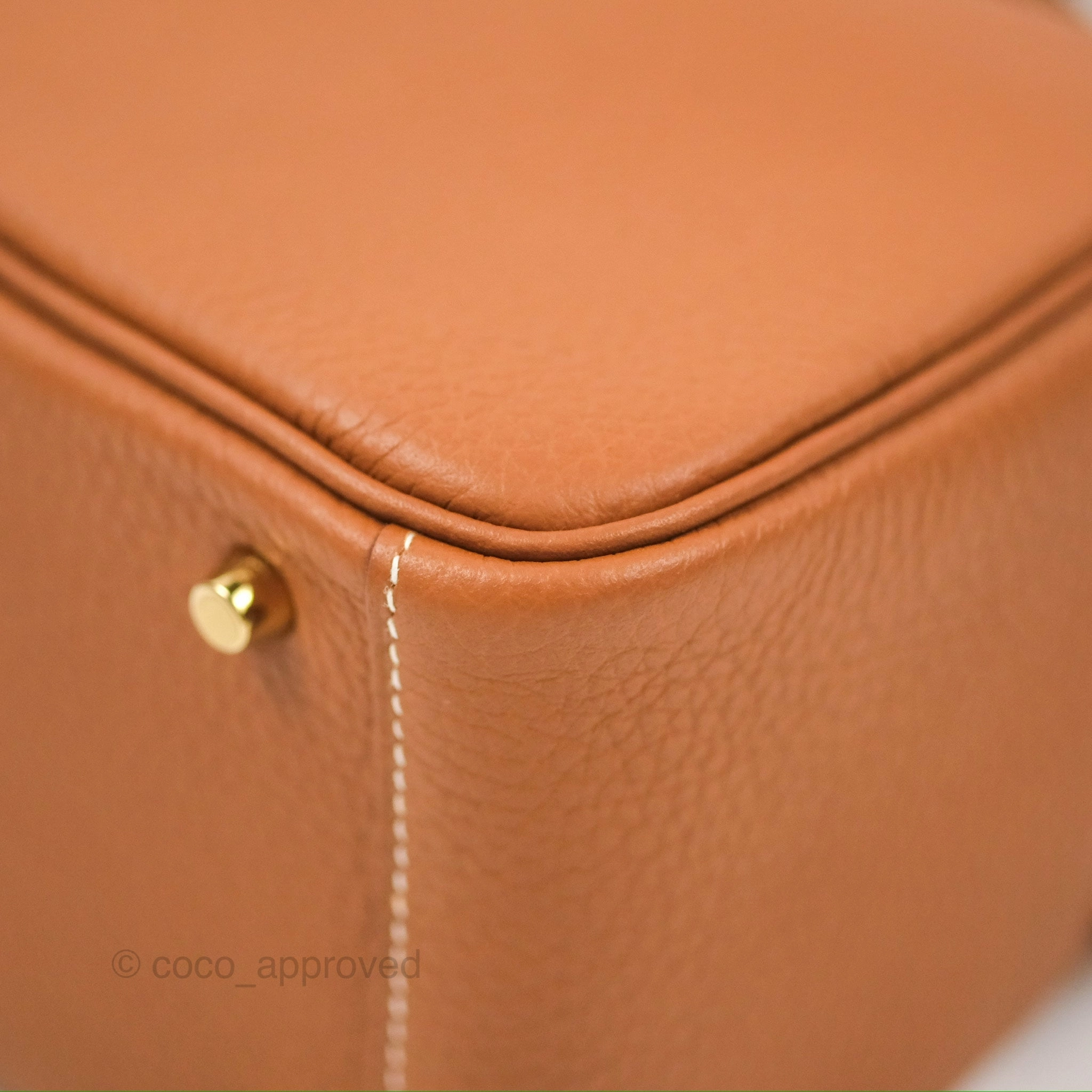 Herms Mini Lindy 20 Gold Clemence Gold Hardware