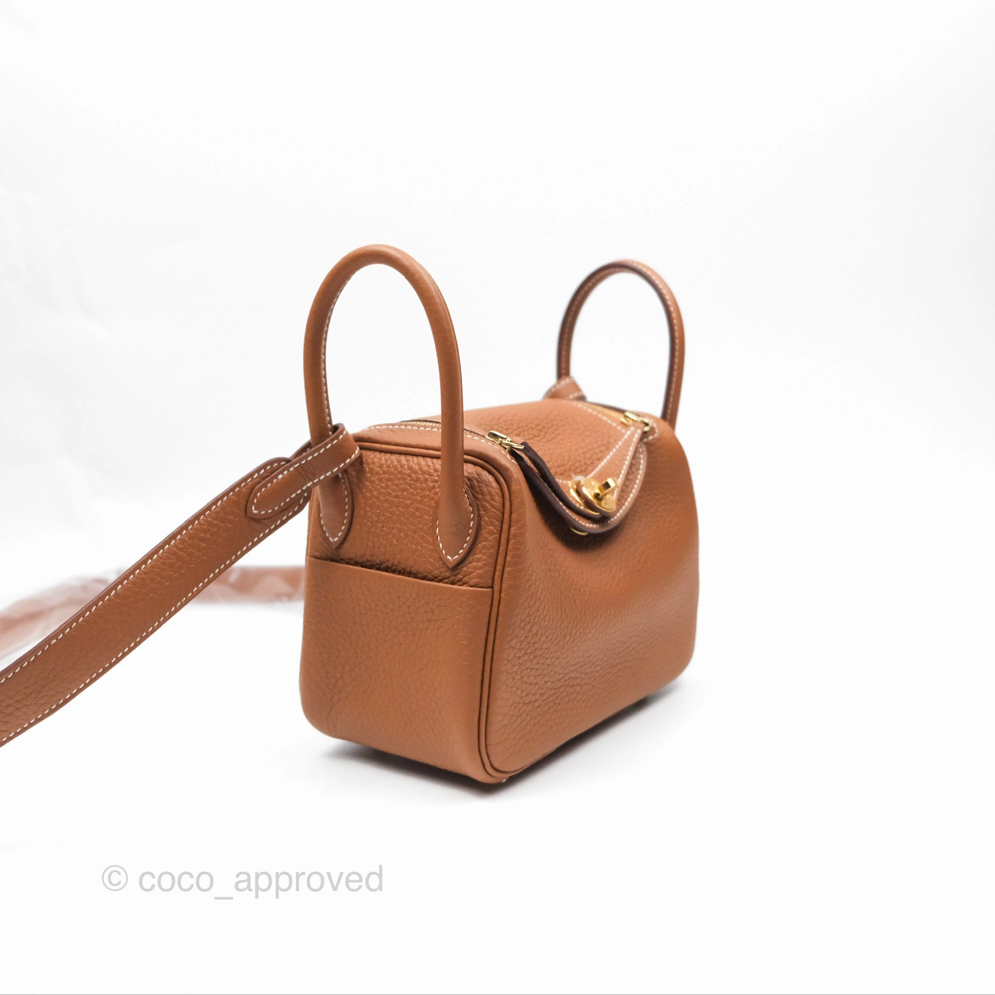 Herms Mini Lindy 20 Gold Clemence Gold Hardware