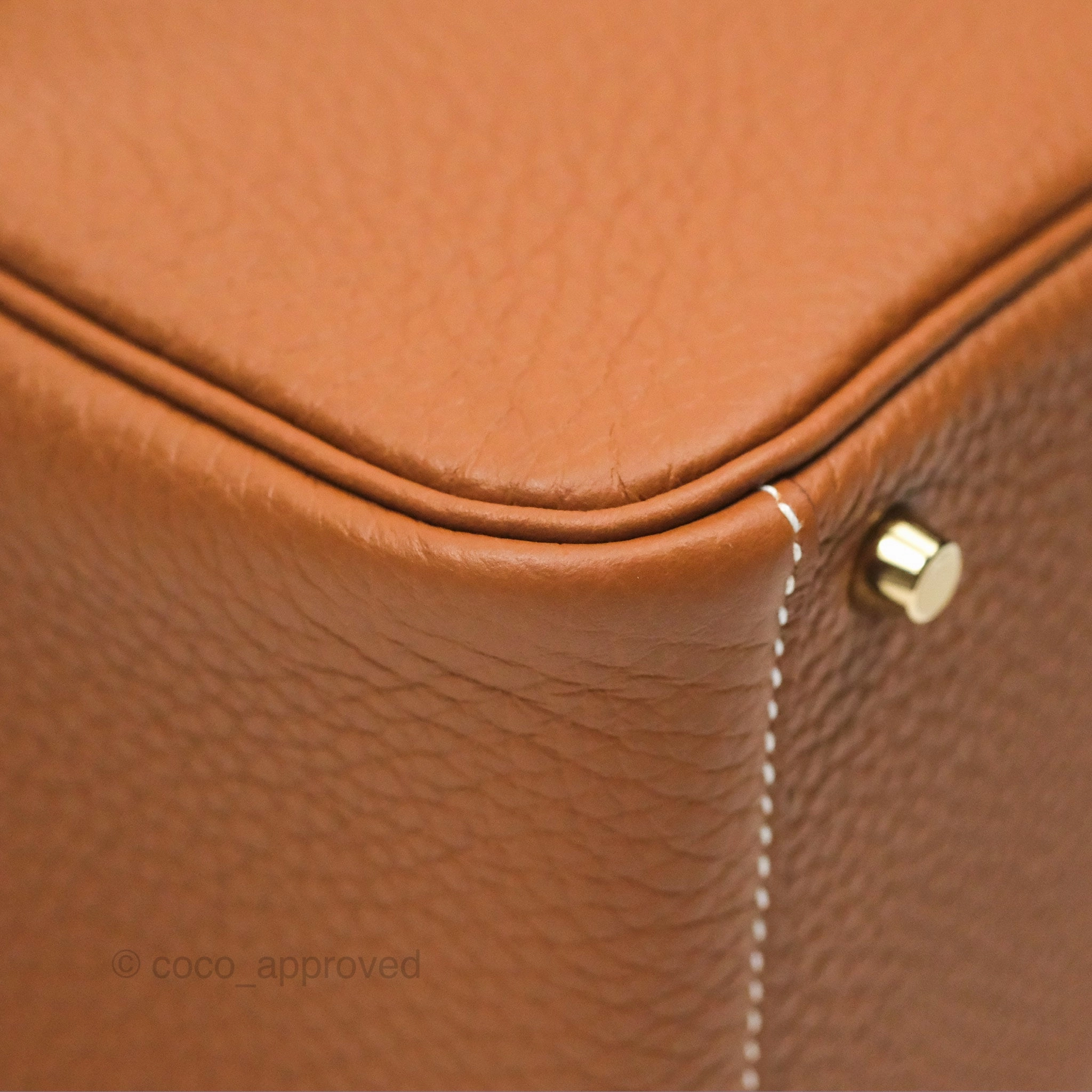 Herms Mini Lindy 20 Gold Clemence Gold Hardware