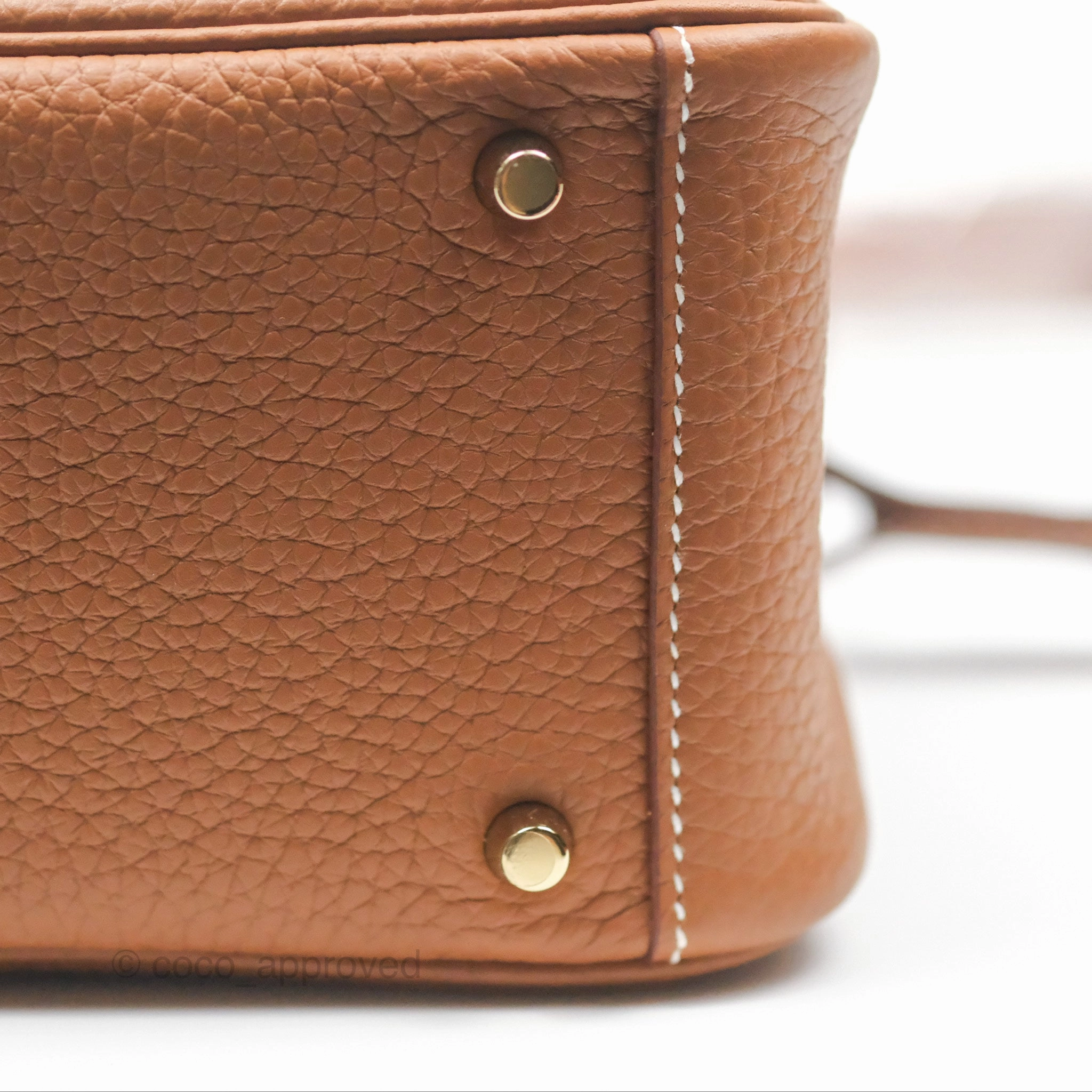 Herms Mini Lindy 20 Gold Clemence Gold Hardware