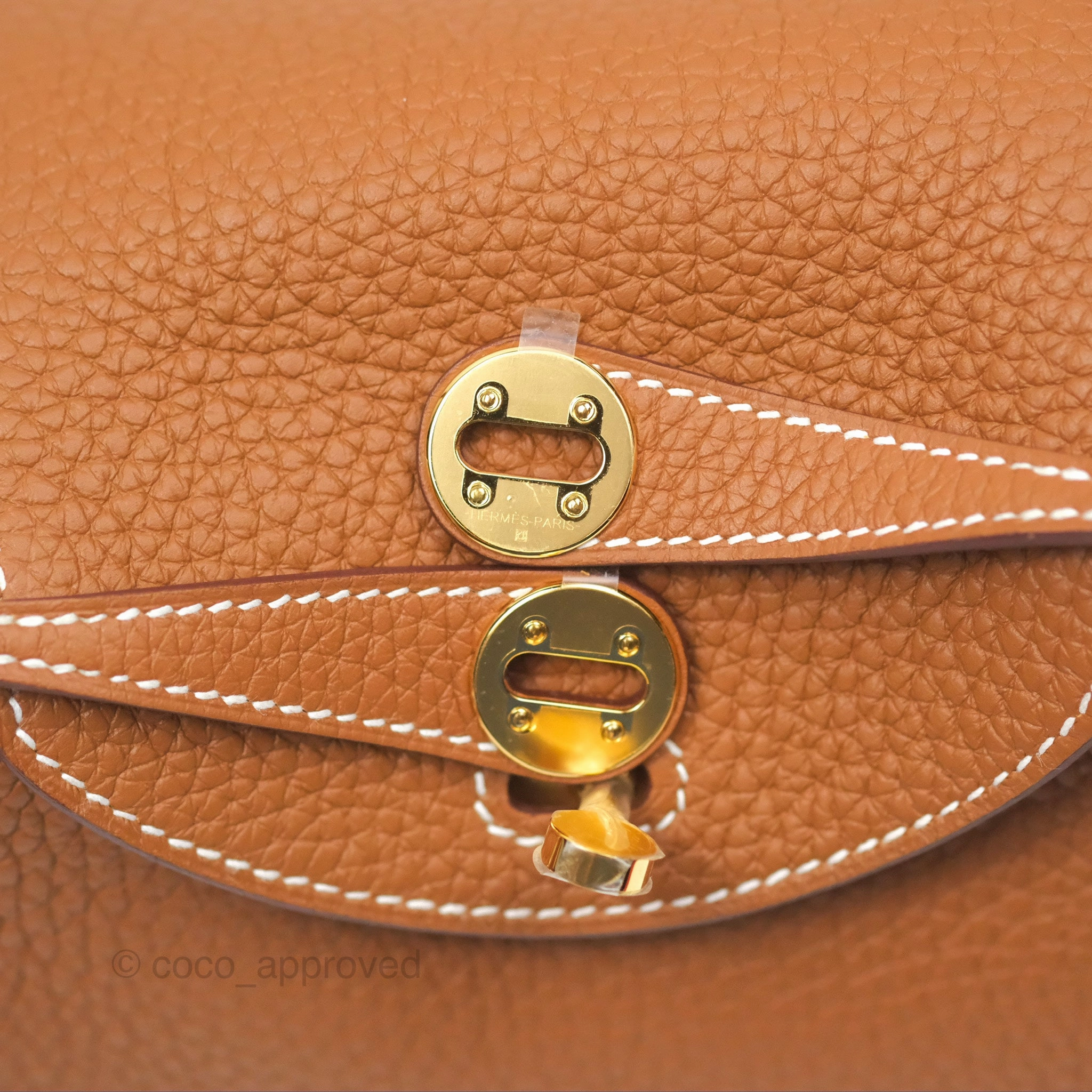 Herms Mini Lindy 20 Gold Clemence Gold Hardware