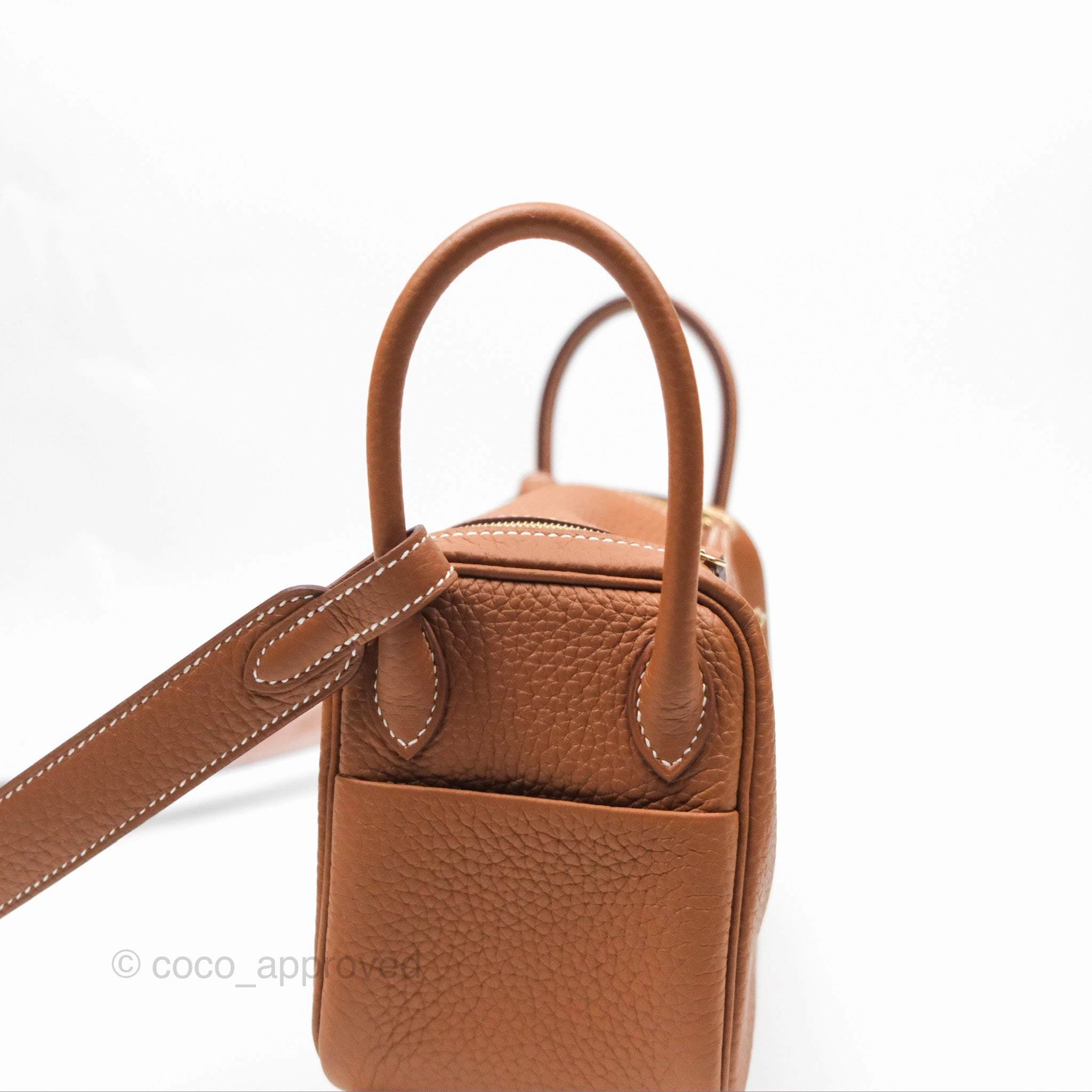 Herms Mini Lindy 20 Gold Clemence Gold Hardware