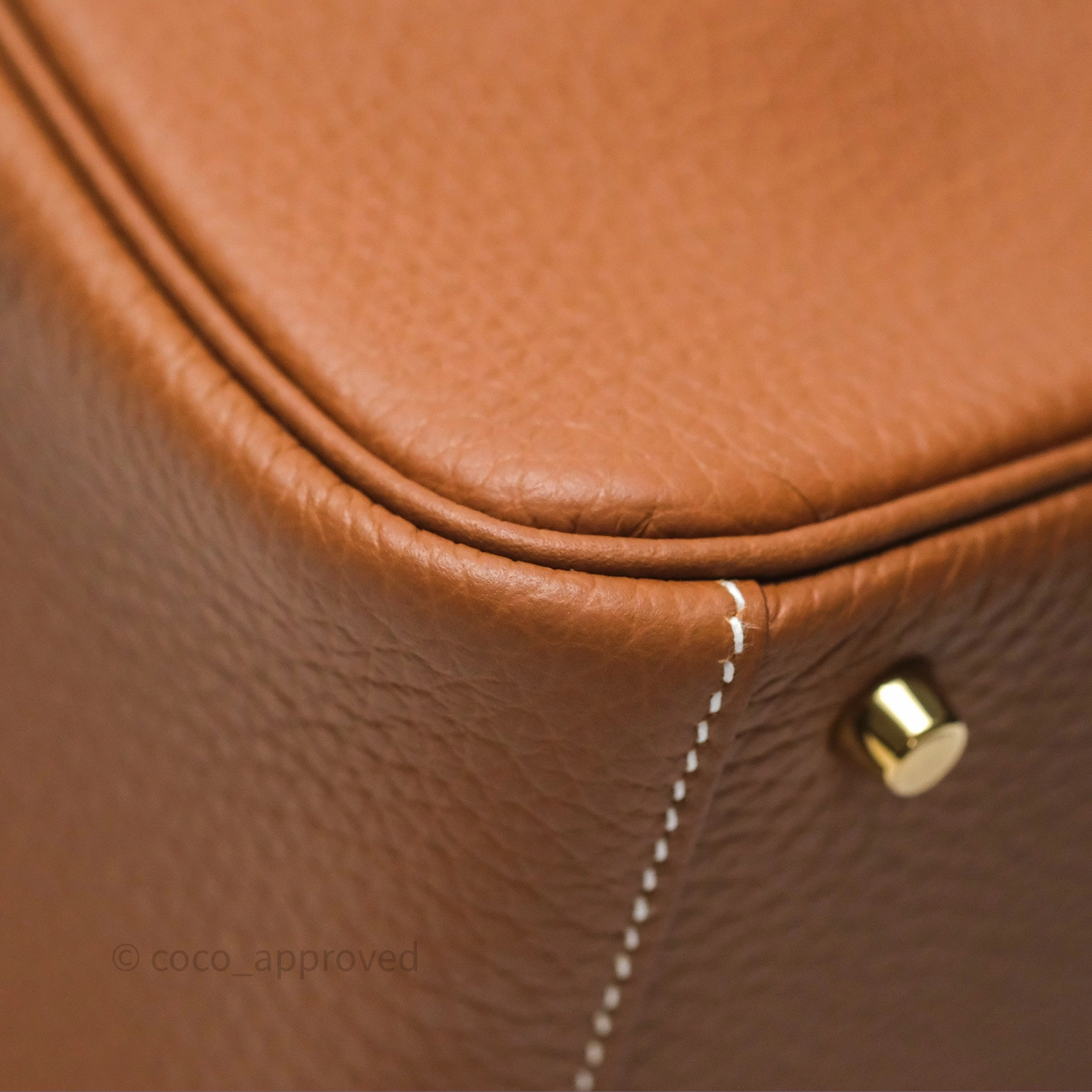 Herms Mini Lindy 20 Gold Clemence Gold Hardware