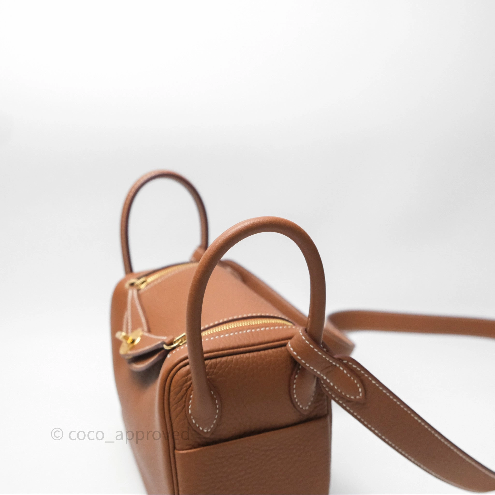 Herms Mini Lindy 20 Gold Clemence Gold Hardware